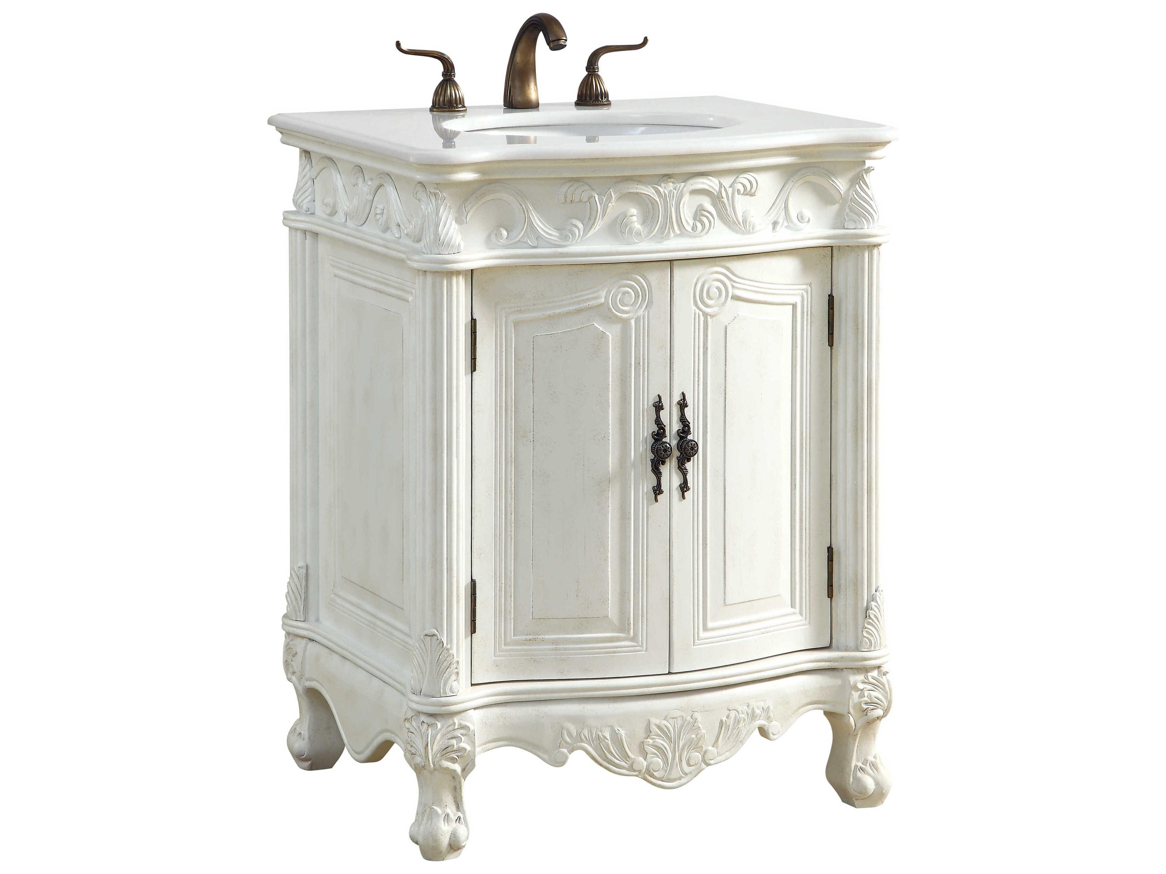Elegant Lighting Danville Antique White 27" Vanity with Ivory White Quartz Countertop