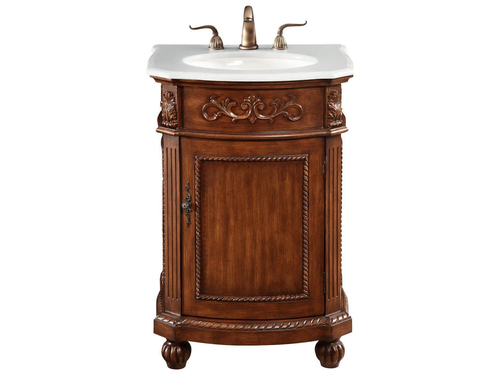 Elegant Lighting Danville Teak 24" Vanity with Ivory White Quartz Countertop