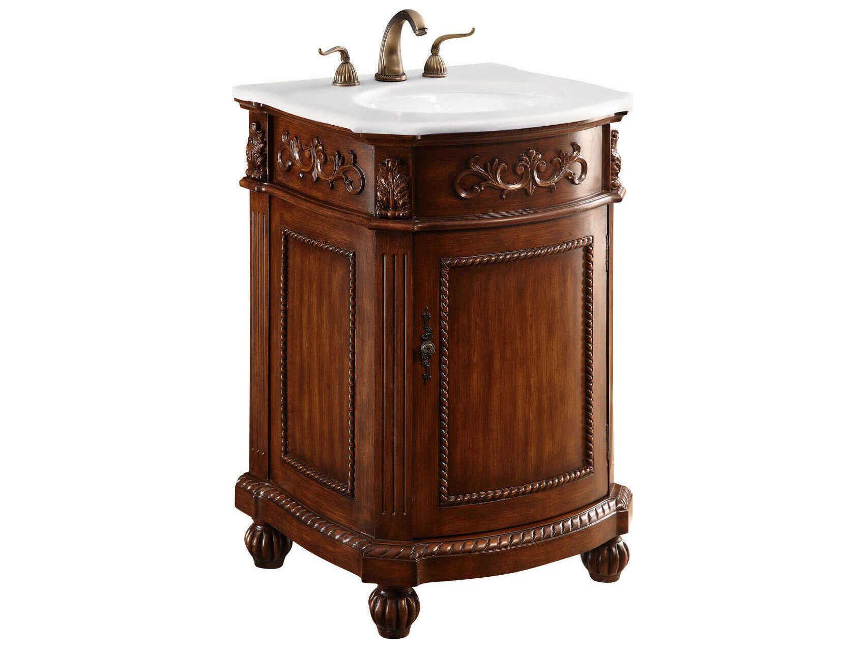 Elegant Lighting Danville Teak 24" Vanity with Ivory White Quartz Countertop