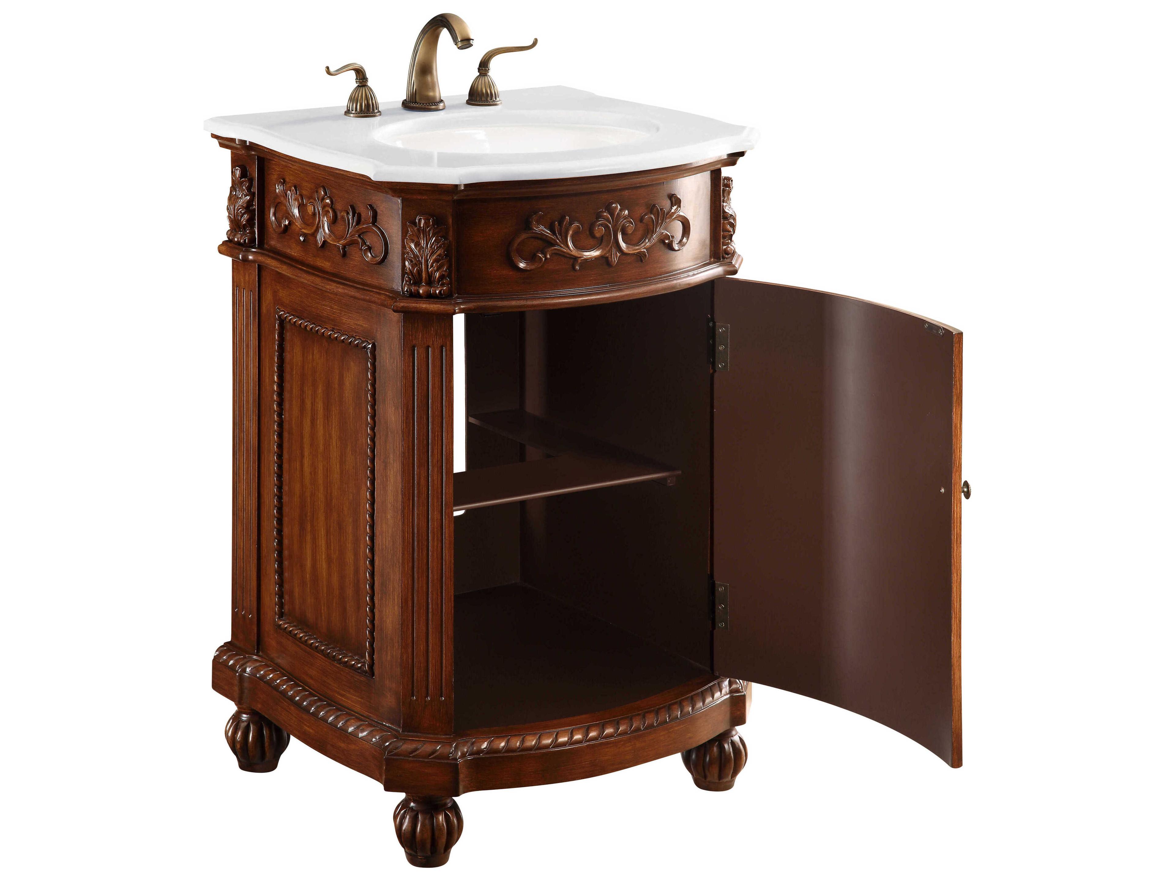 Elegant Lighting Danville Teak 24" Vanity with Ivory White Quartz Countertop