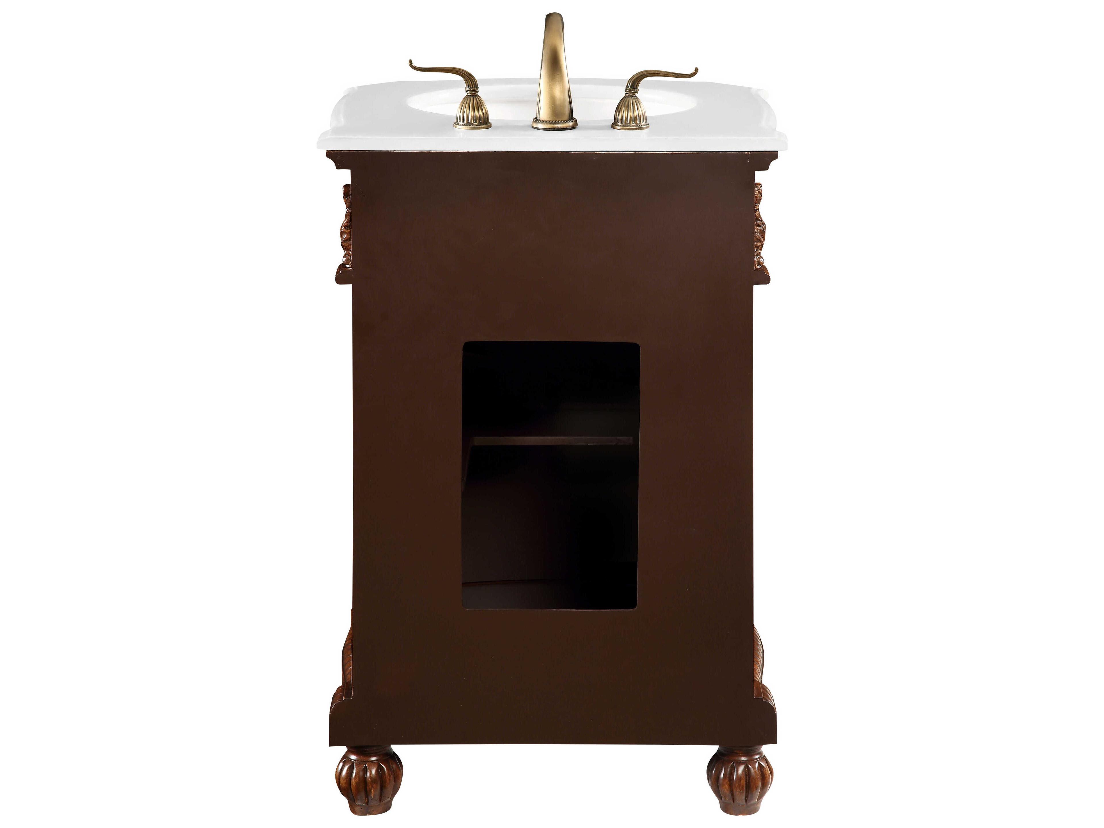 Elegant Lighting Danville Teak 24" Vanity with Ivory White Quartz Countertop