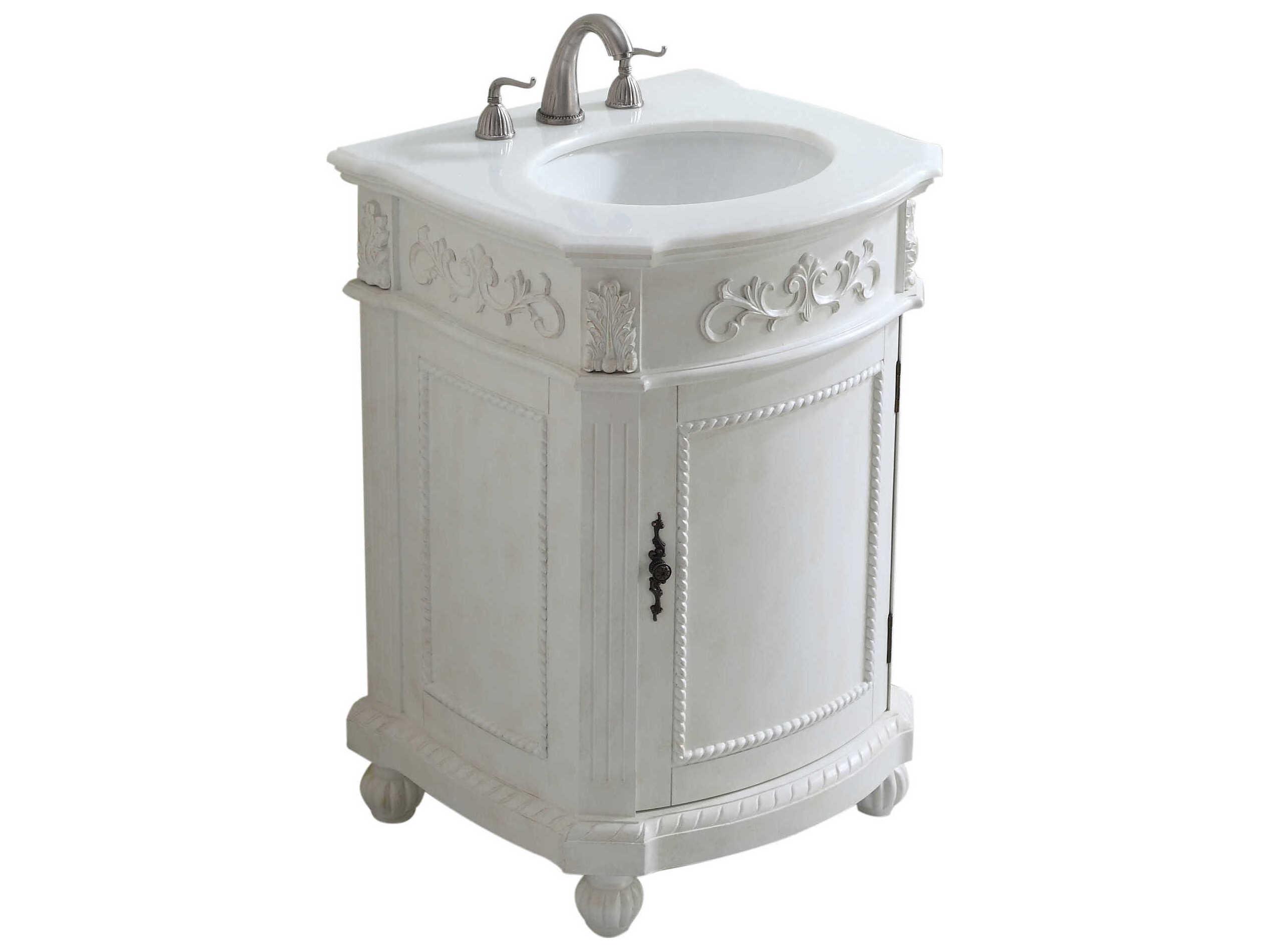 Elegant Lighting Danville Antique White 24" Vanity with Ivory White Quartz Countertop