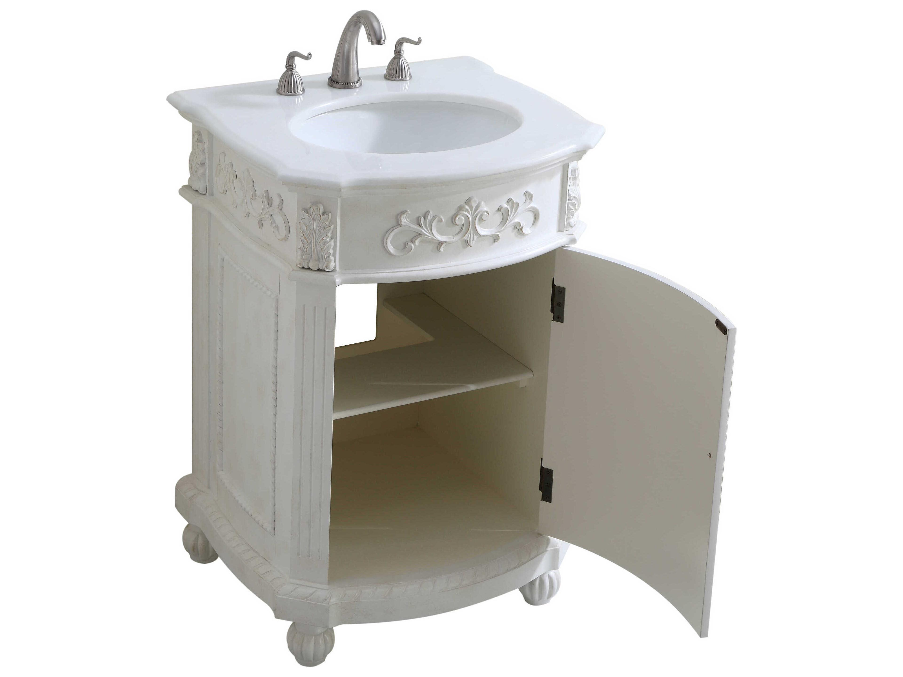 Elegant Lighting Danville Antique White 24" Vanity with Ivory White Quartz Countertop