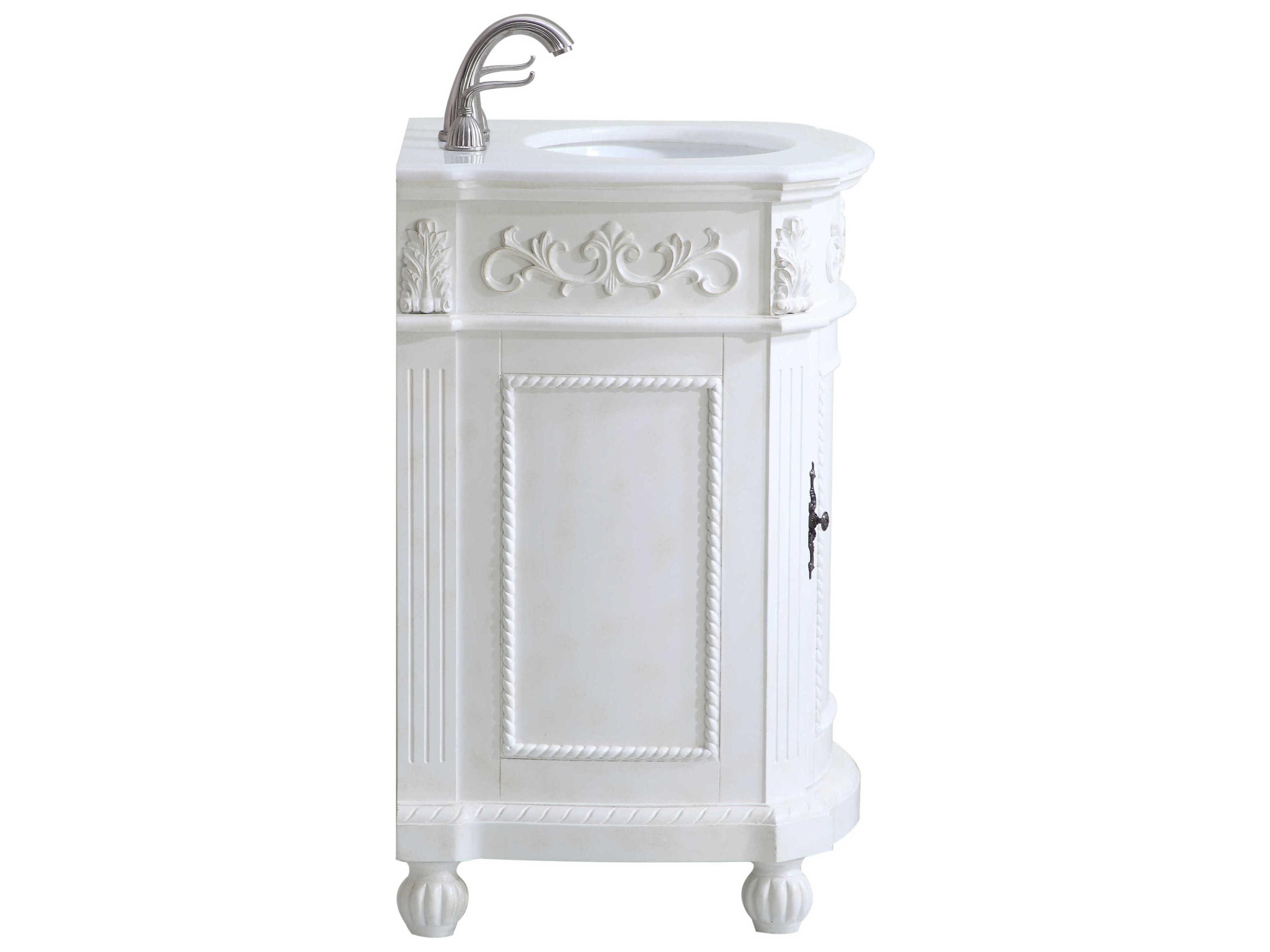Elegant Lighting Danville Antique White 24" Vanity with Ivory White Quartz Countertop
