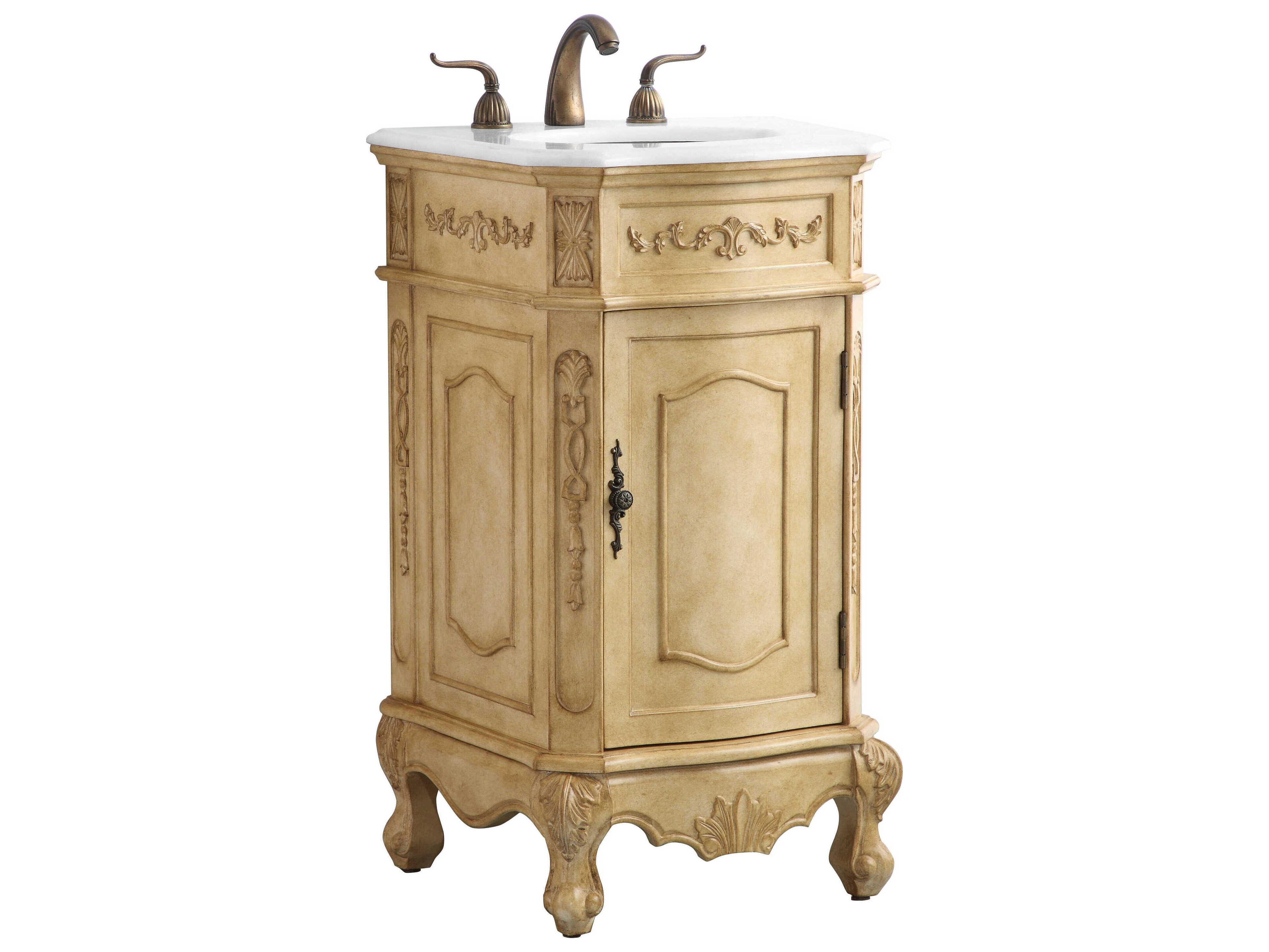 Elegant Lighting Danville Antique Beige 19" Vanity with Ivory White Quartz Countertop
