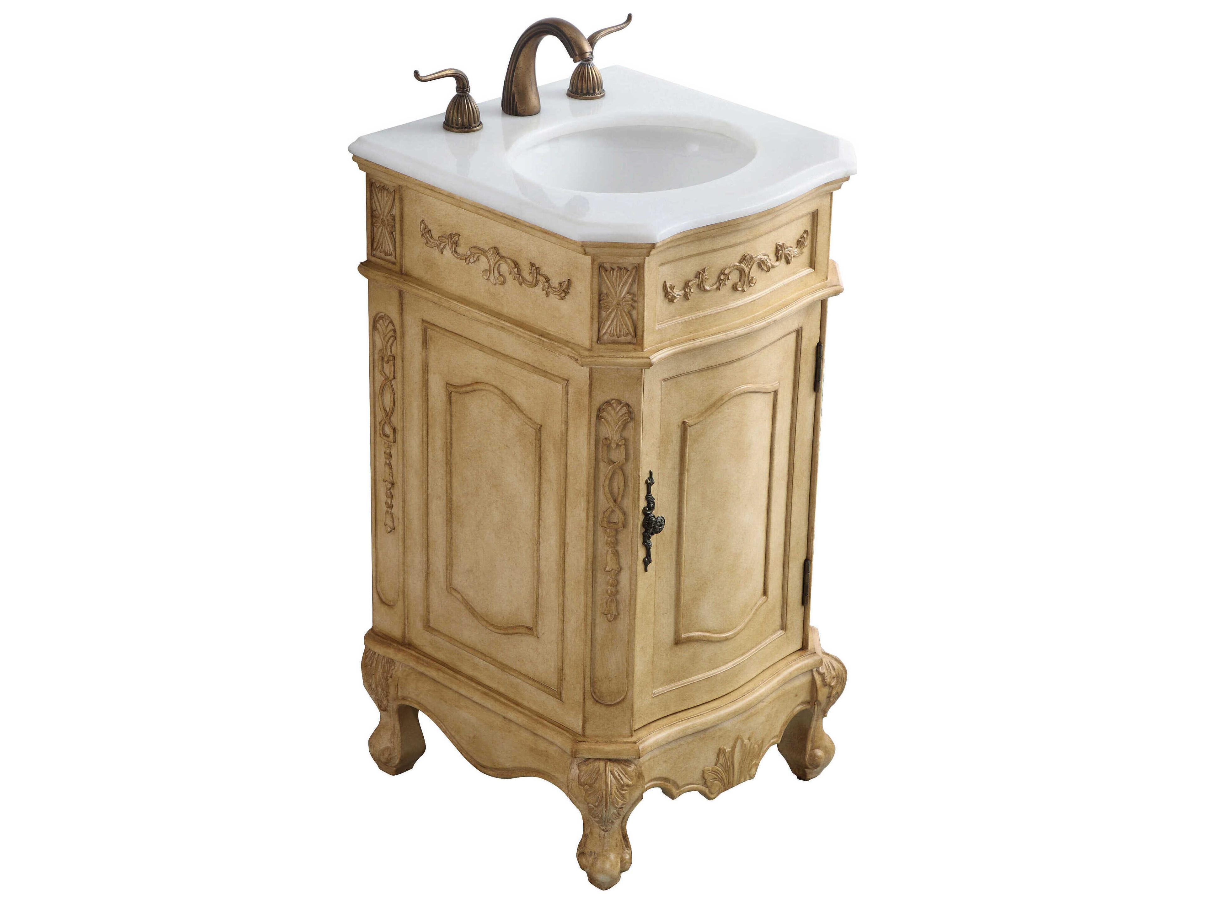 Elegant Lighting Danville Antique Beige 19" Vanity with Ivory White Quartz Countertop