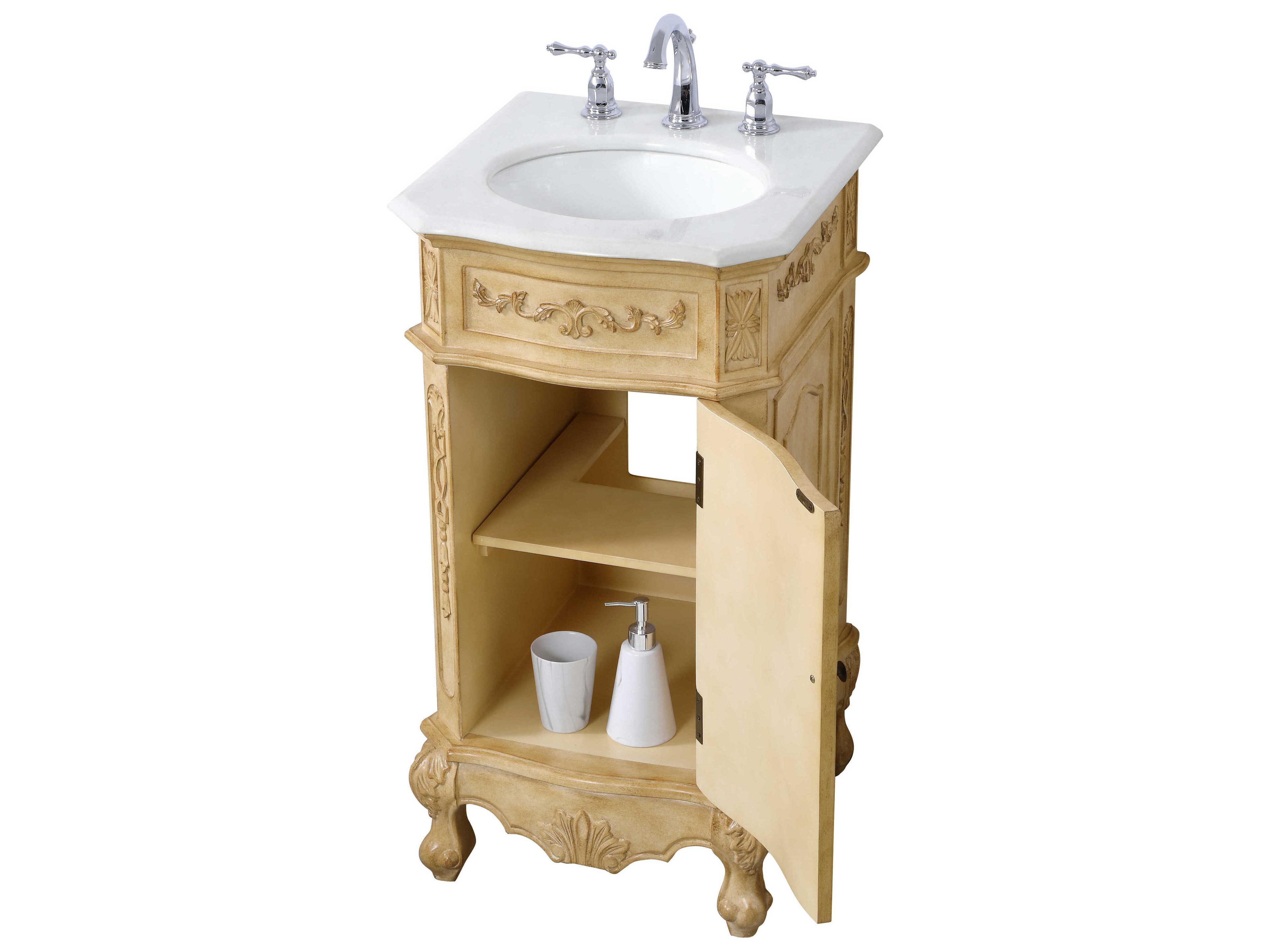 Elegant Lighting Danville Antique Beige 19" Vanity with Ivory White Quartz Countertop