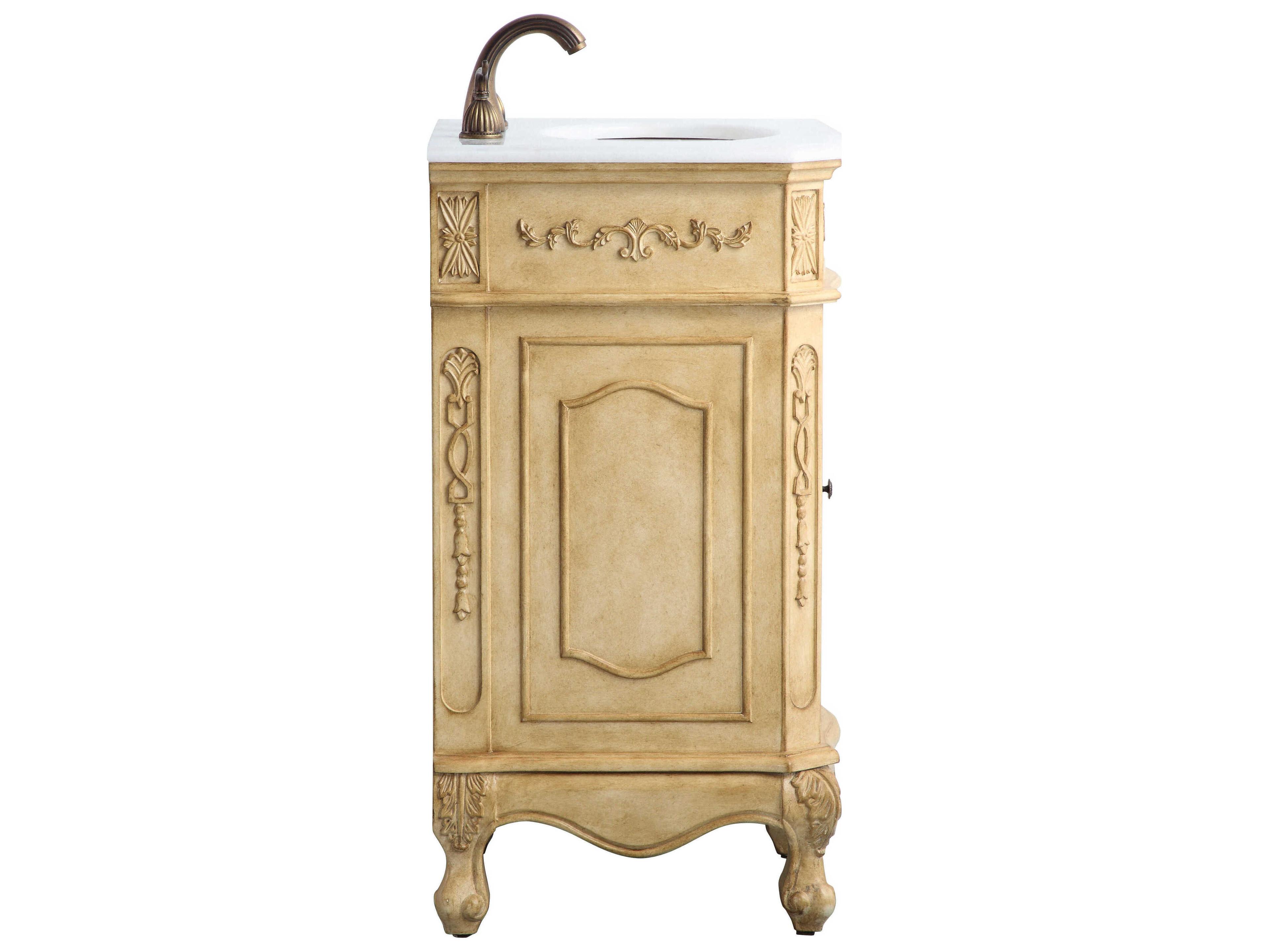 Elegant Lighting Danville Antique Beige 19" Vanity with Ivory White Quartz Countertop