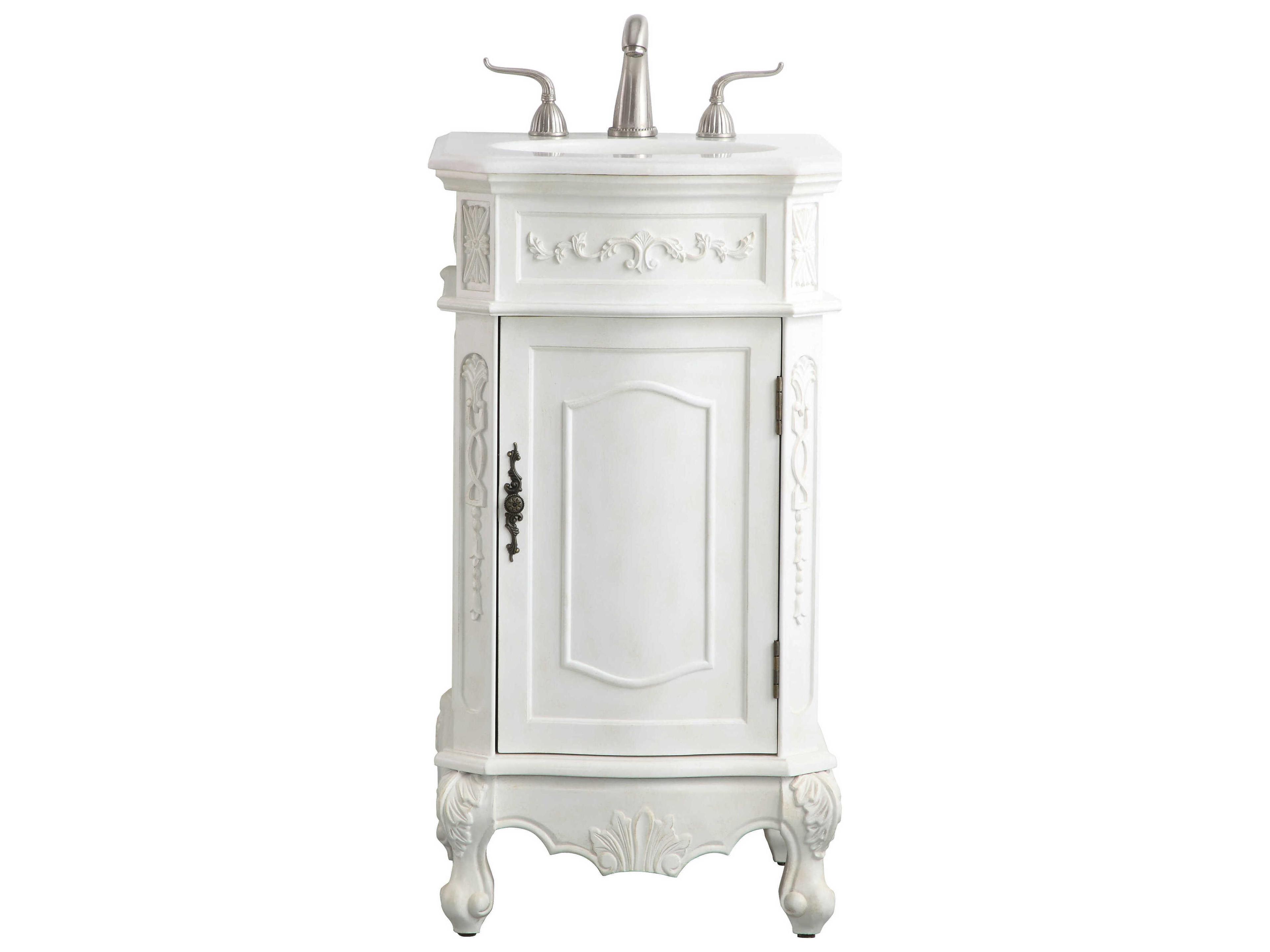 Elegant Lighting Danville Antique White 19" Vanity with Ivory White Quartz Countertop
