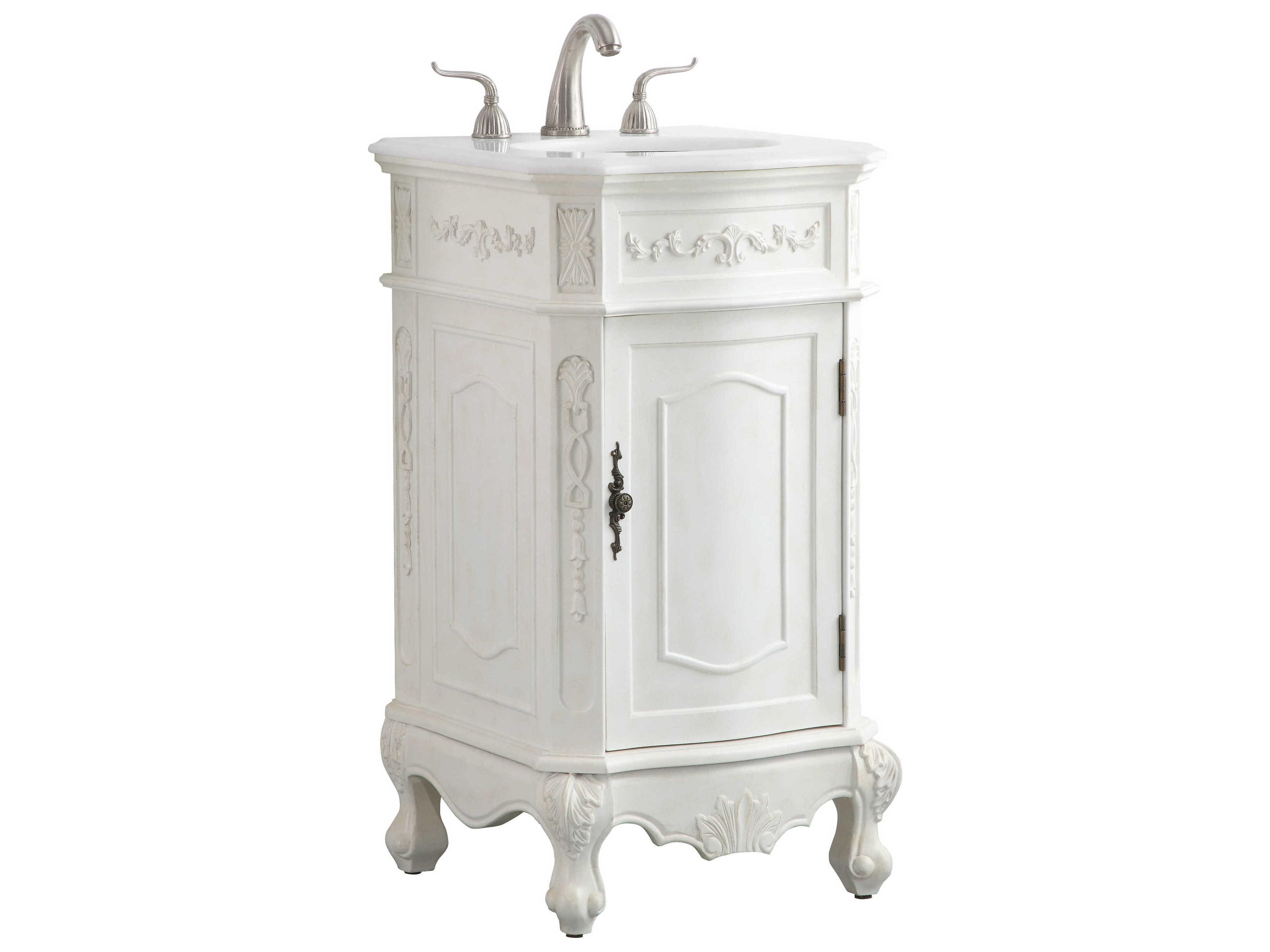 Elegant Lighting Danville Antique White 19" Vanity with Ivory White Quartz Countertop