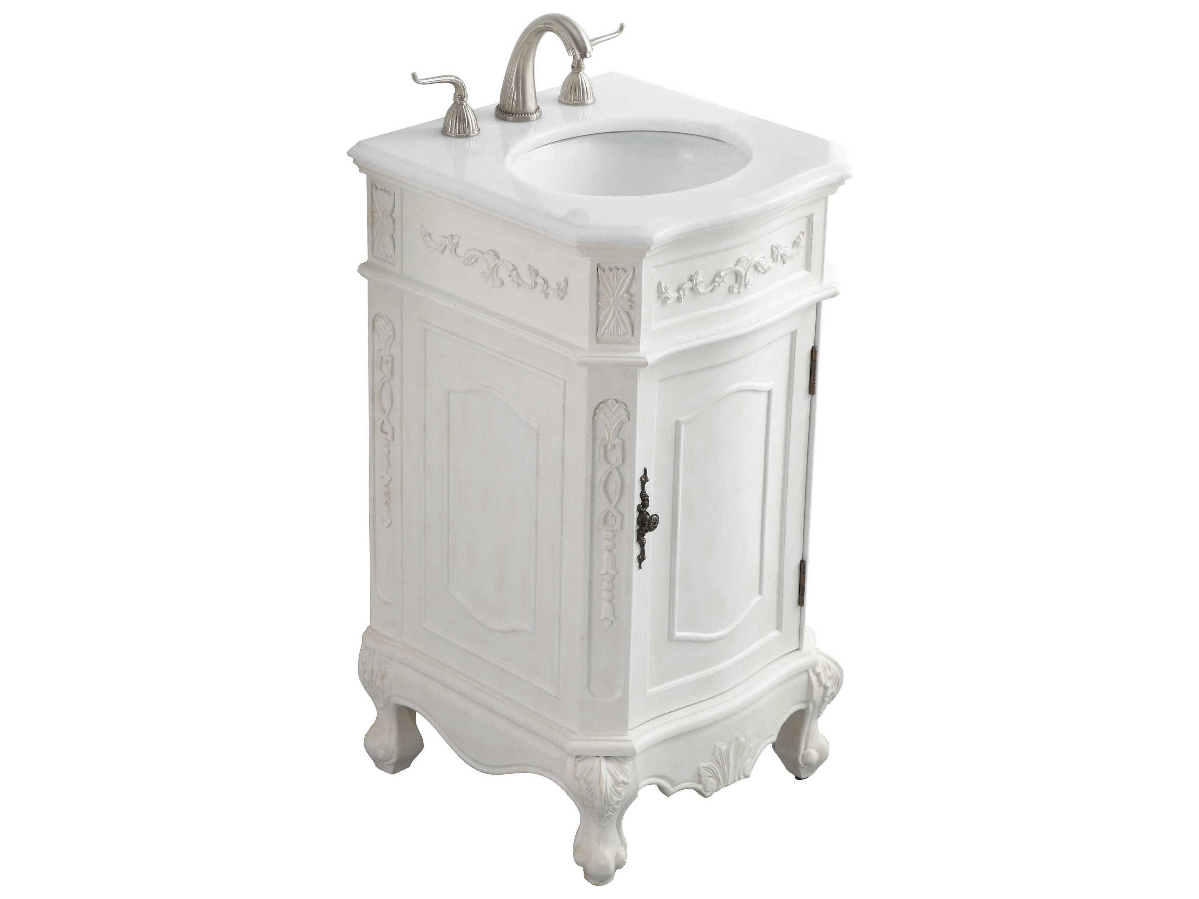 Elegant Lighting Danville Antique White 19" Vanity with Ivory White Quartz Countertop