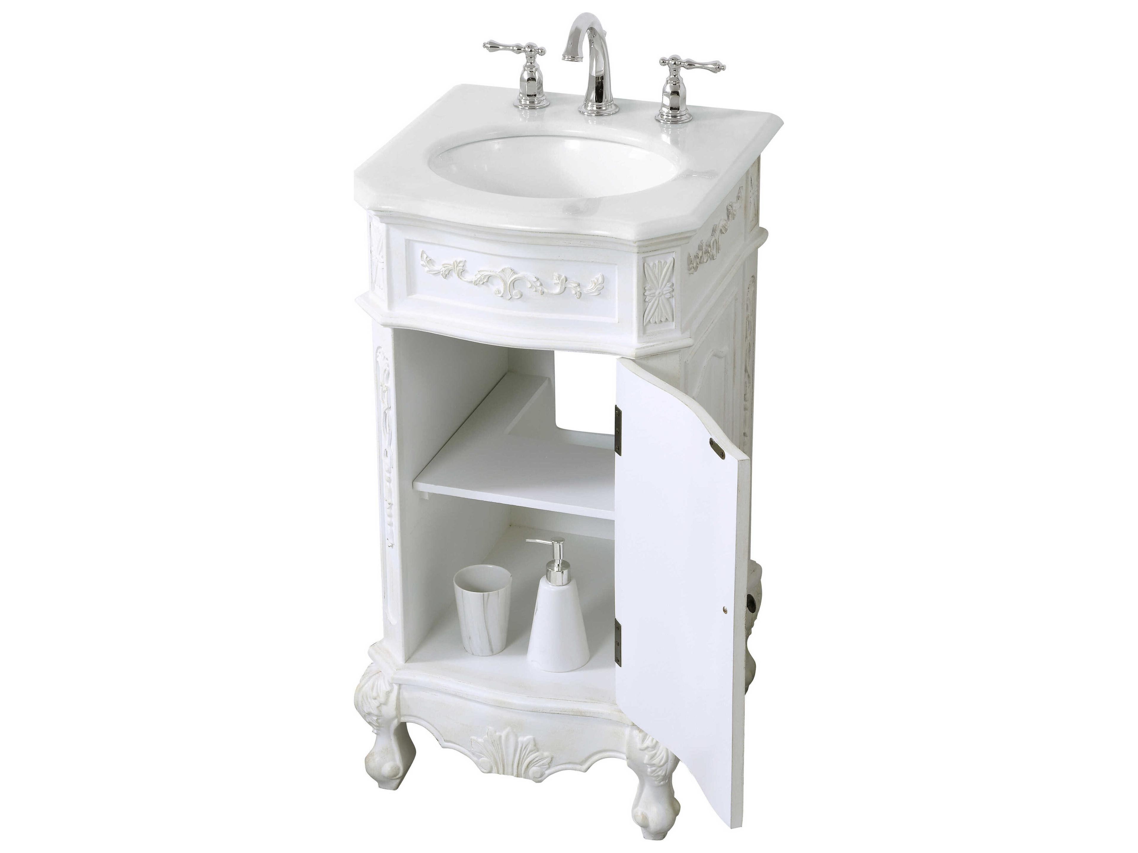 Elegant Lighting Danville Antique White 19" Vanity with Ivory White Quartz Countertop