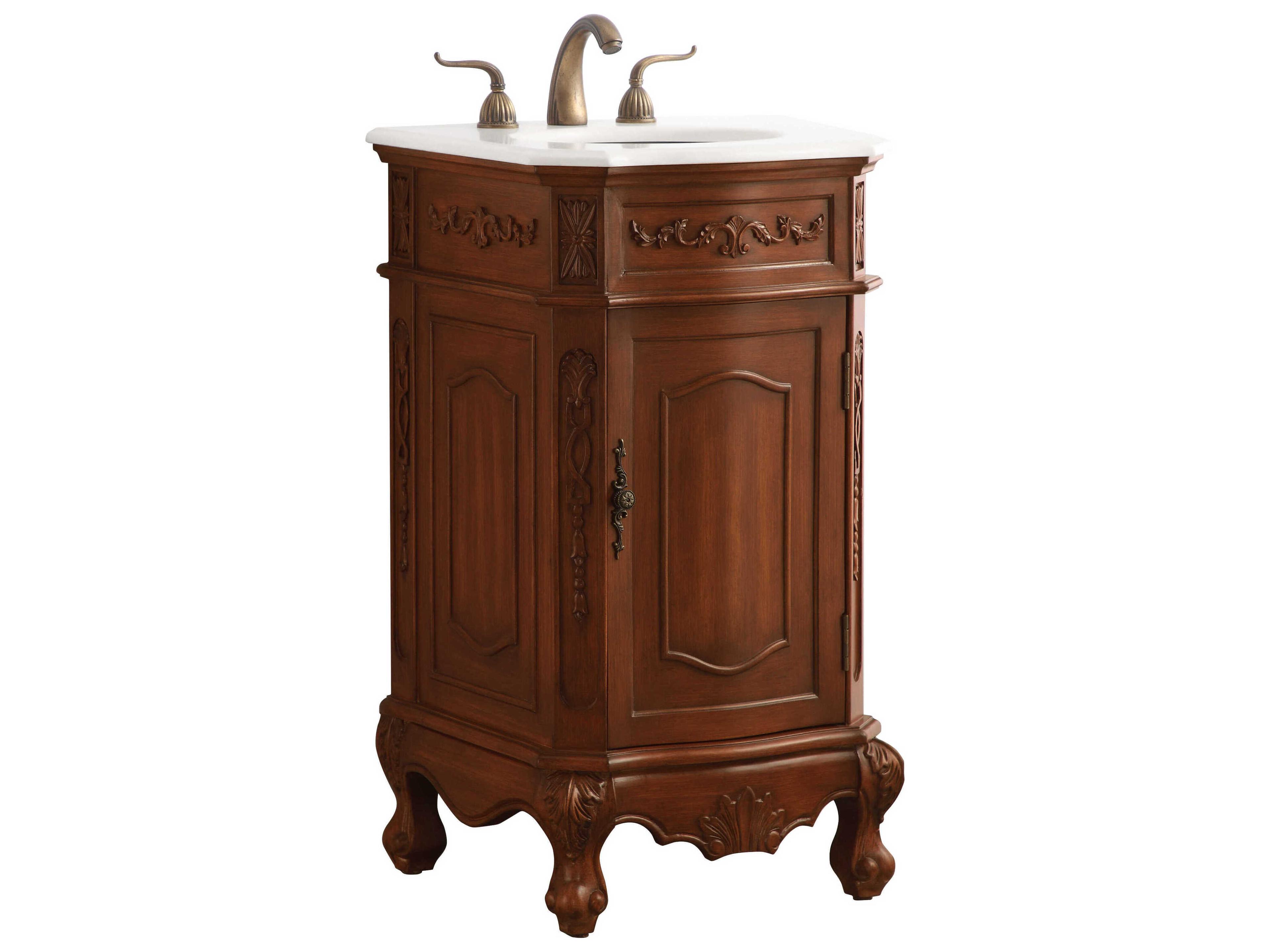 Elegant Lighting Danville Teak 19" Vanity with Ivory White Quartz Countertop