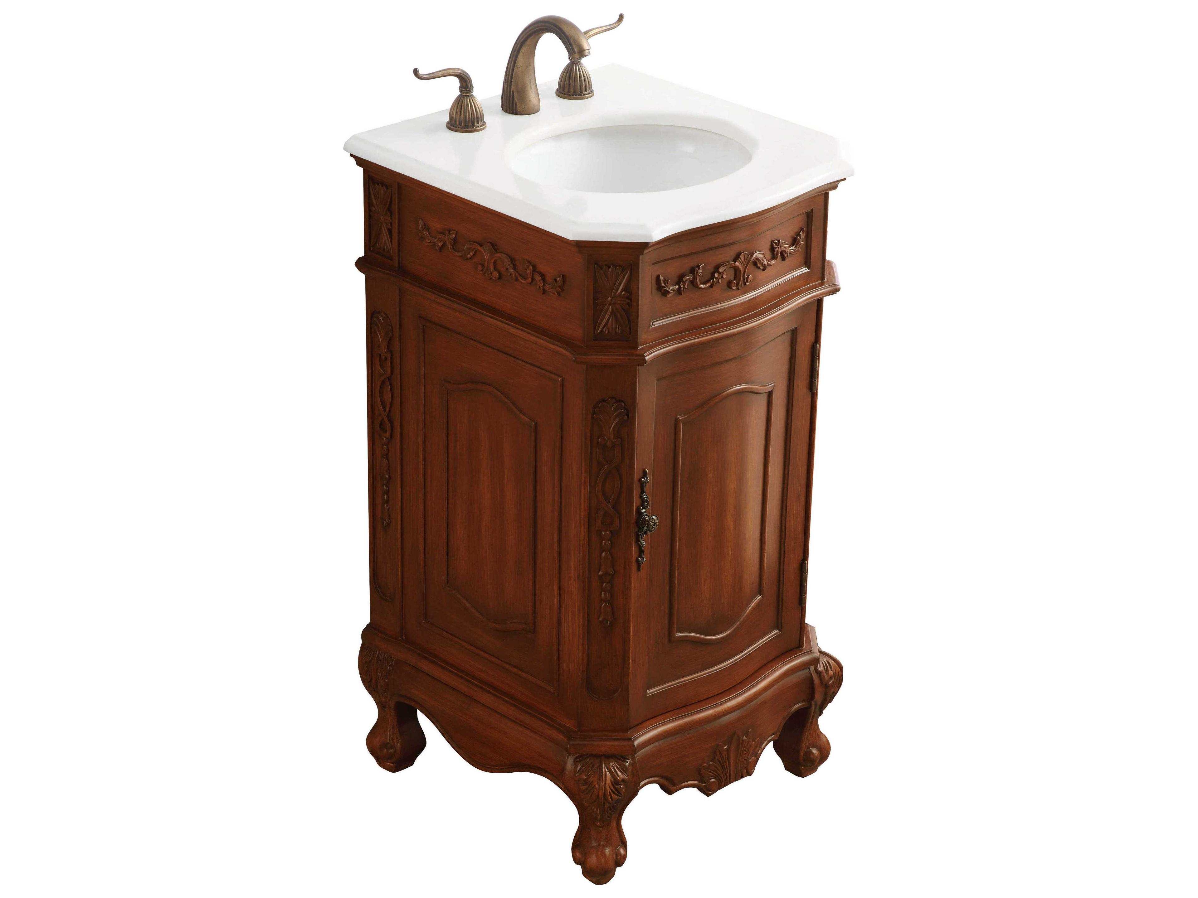 Elegant Lighting Danville Teak 19" Vanity with Ivory White Quartz Countertop