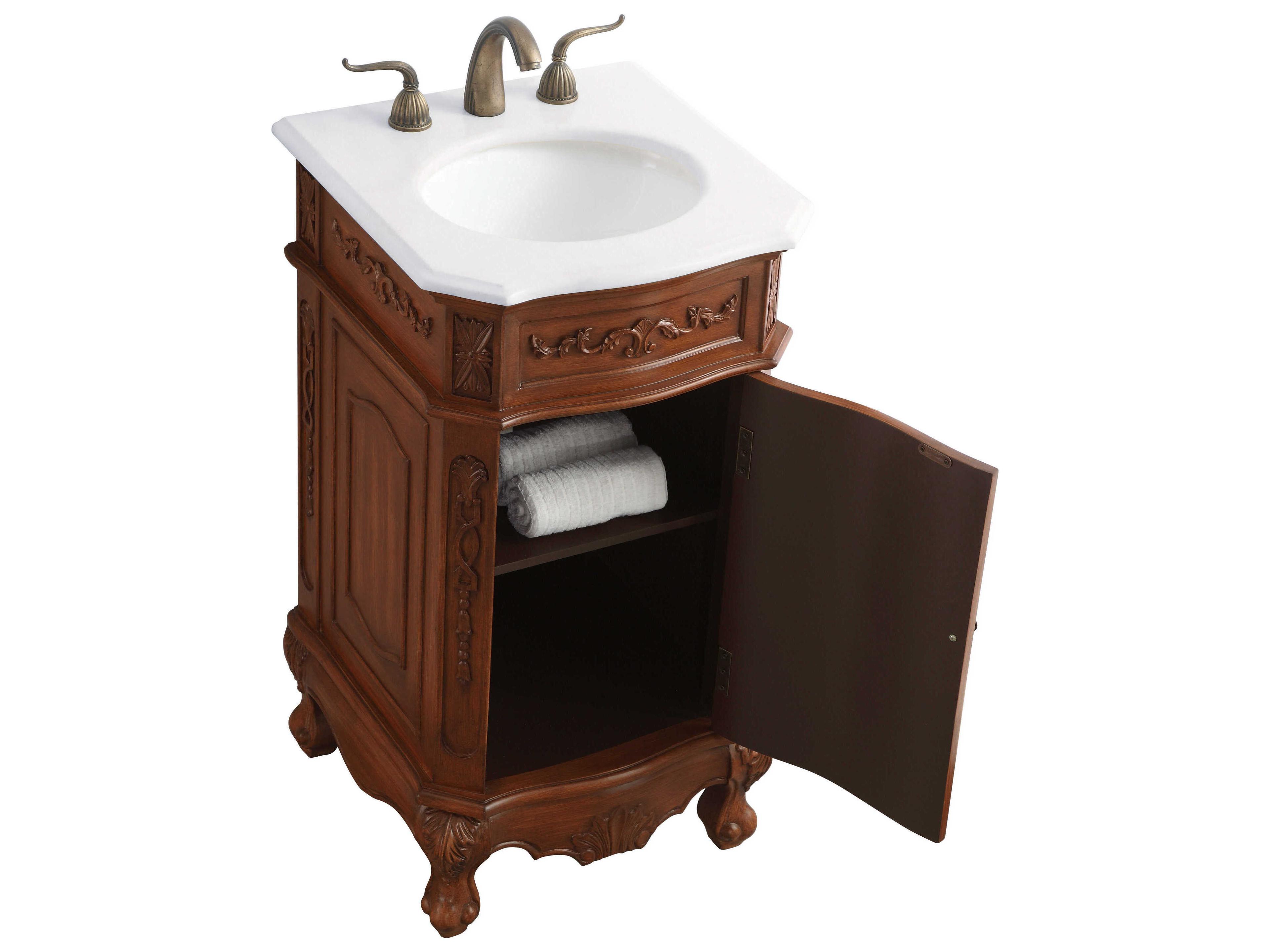 Elegant Lighting Danville Teak 19" Vanity with Ivory White Quartz Countertop