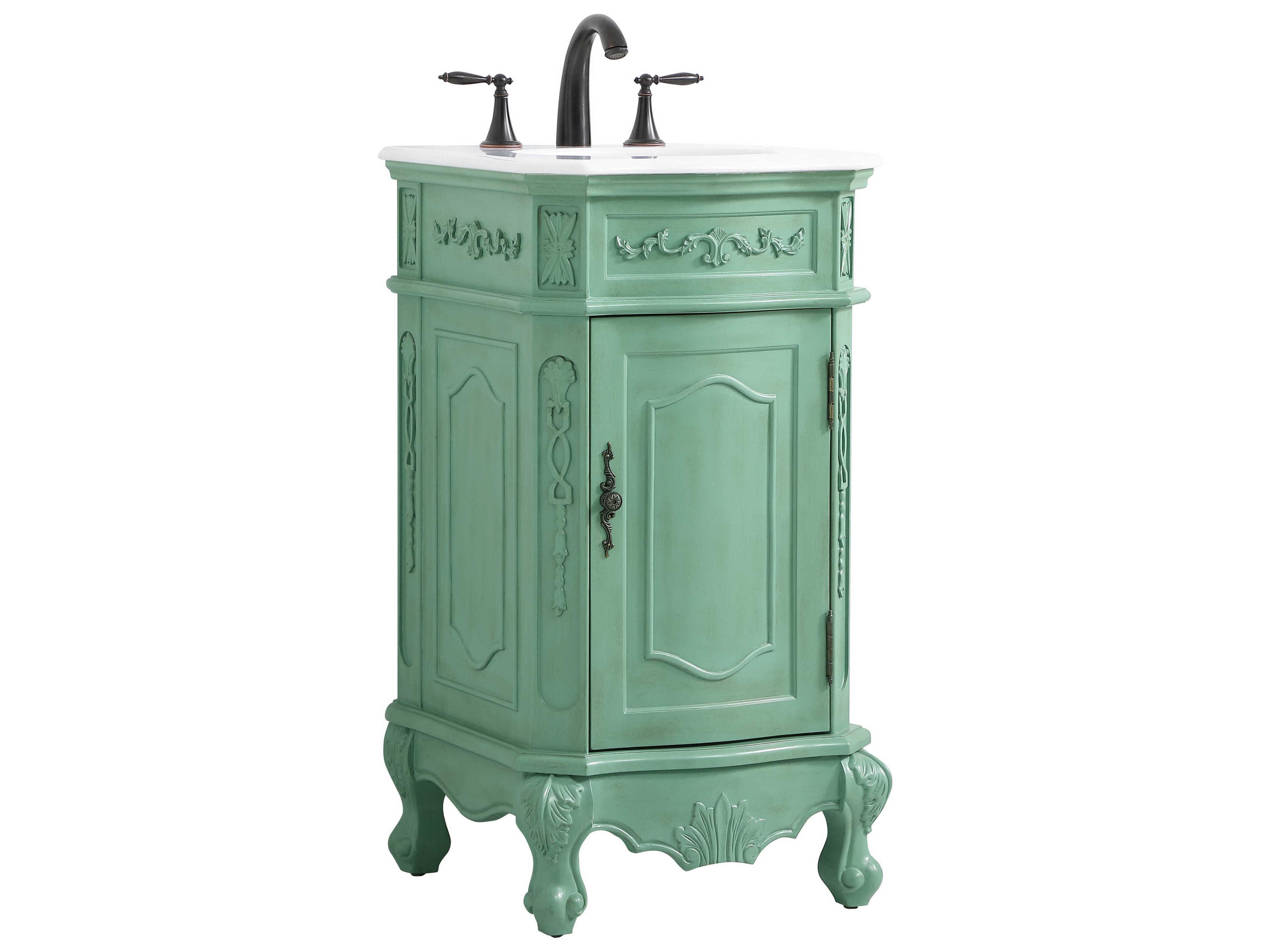 Elegant Lighting Danville Vintage Mint 19" Vanity with Ivory White Quartz Countertop