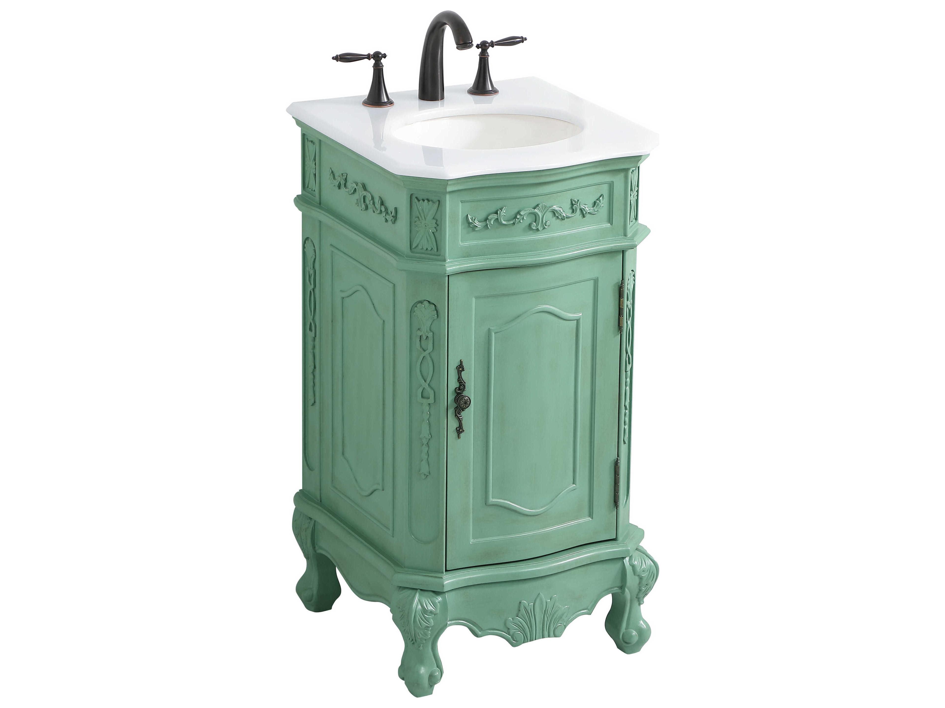 Elegant Lighting Danville Vintage Mint 19" Vanity with Ivory White Quartz Countertop