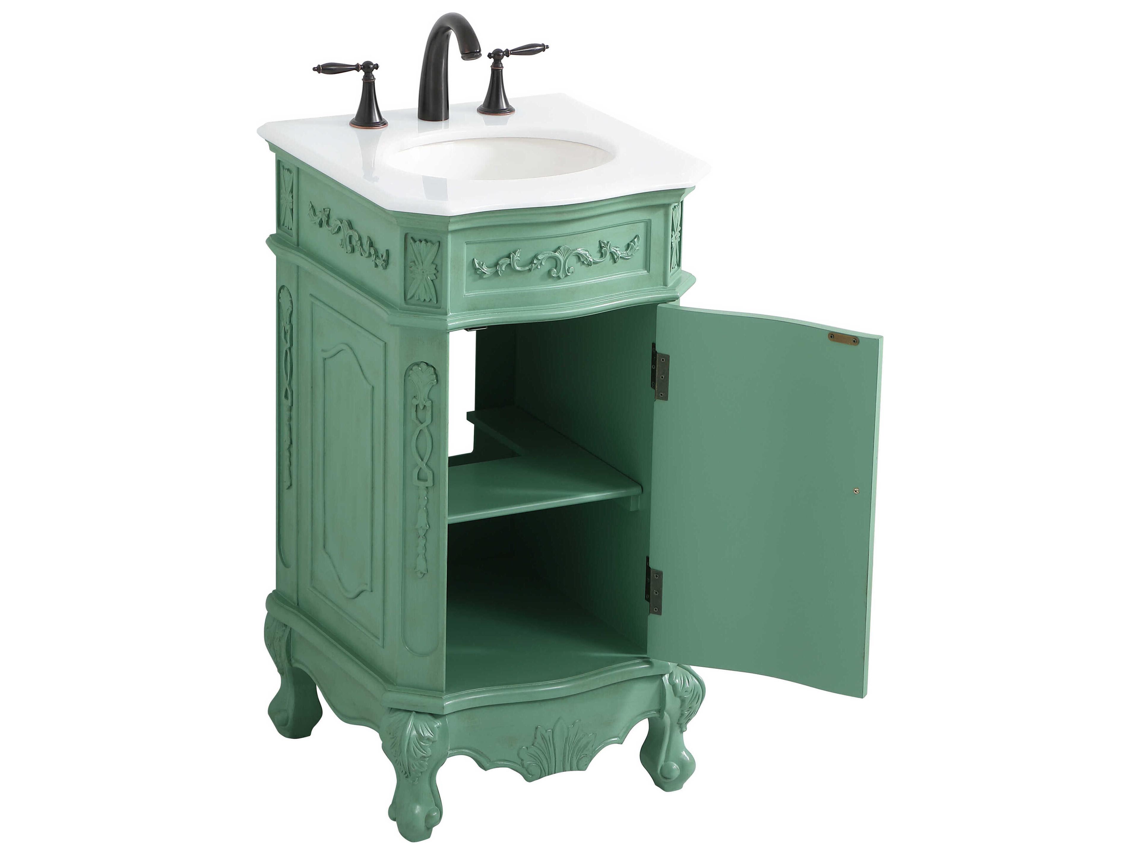 Elegant Lighting Danville Vintage Mint 19" Vanity with Ivory White Quartz Countertop