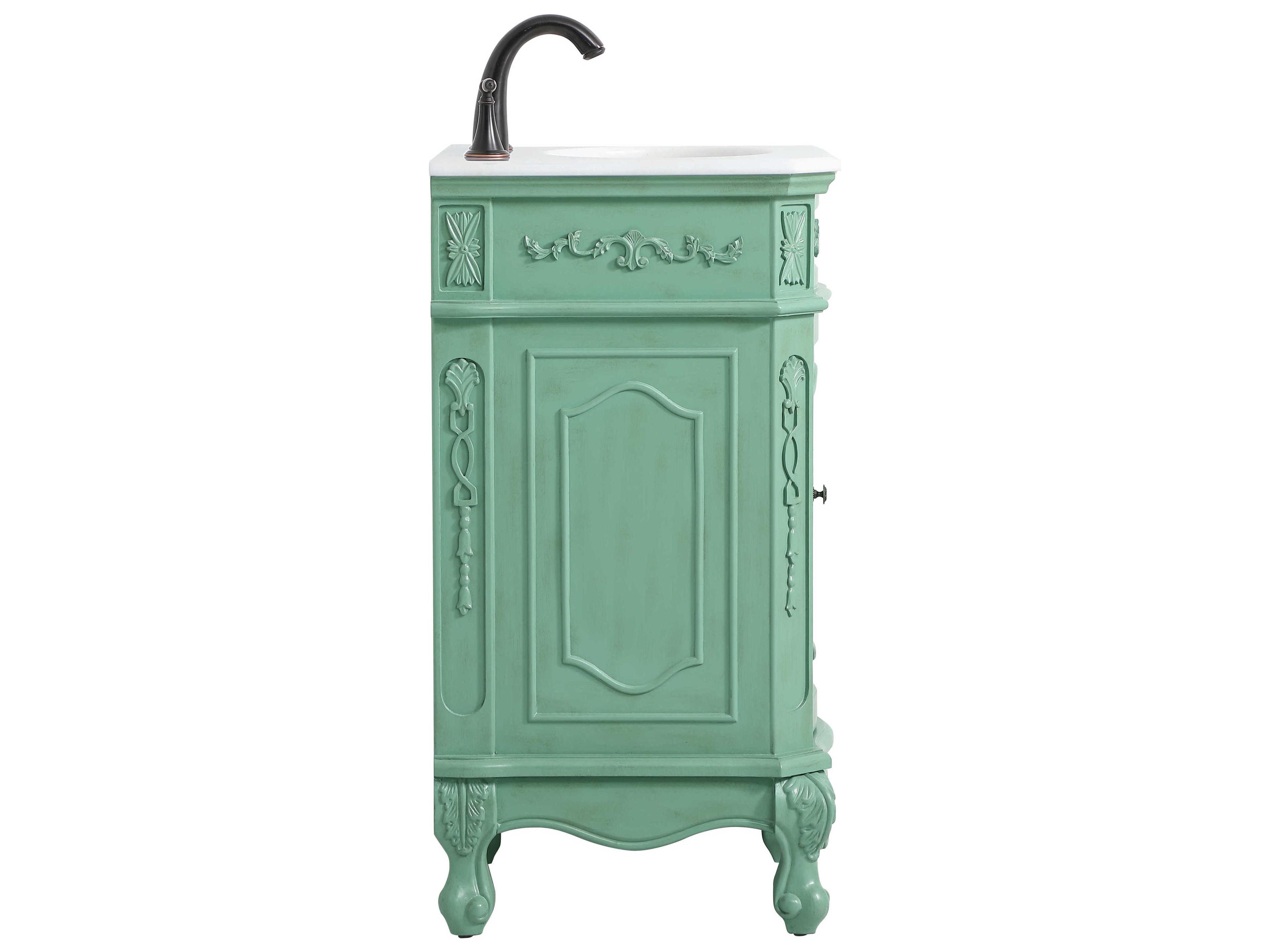 Elegant Lighting Danville Vintage Mint 19" Vanity with Ivory White Quartz Countertop