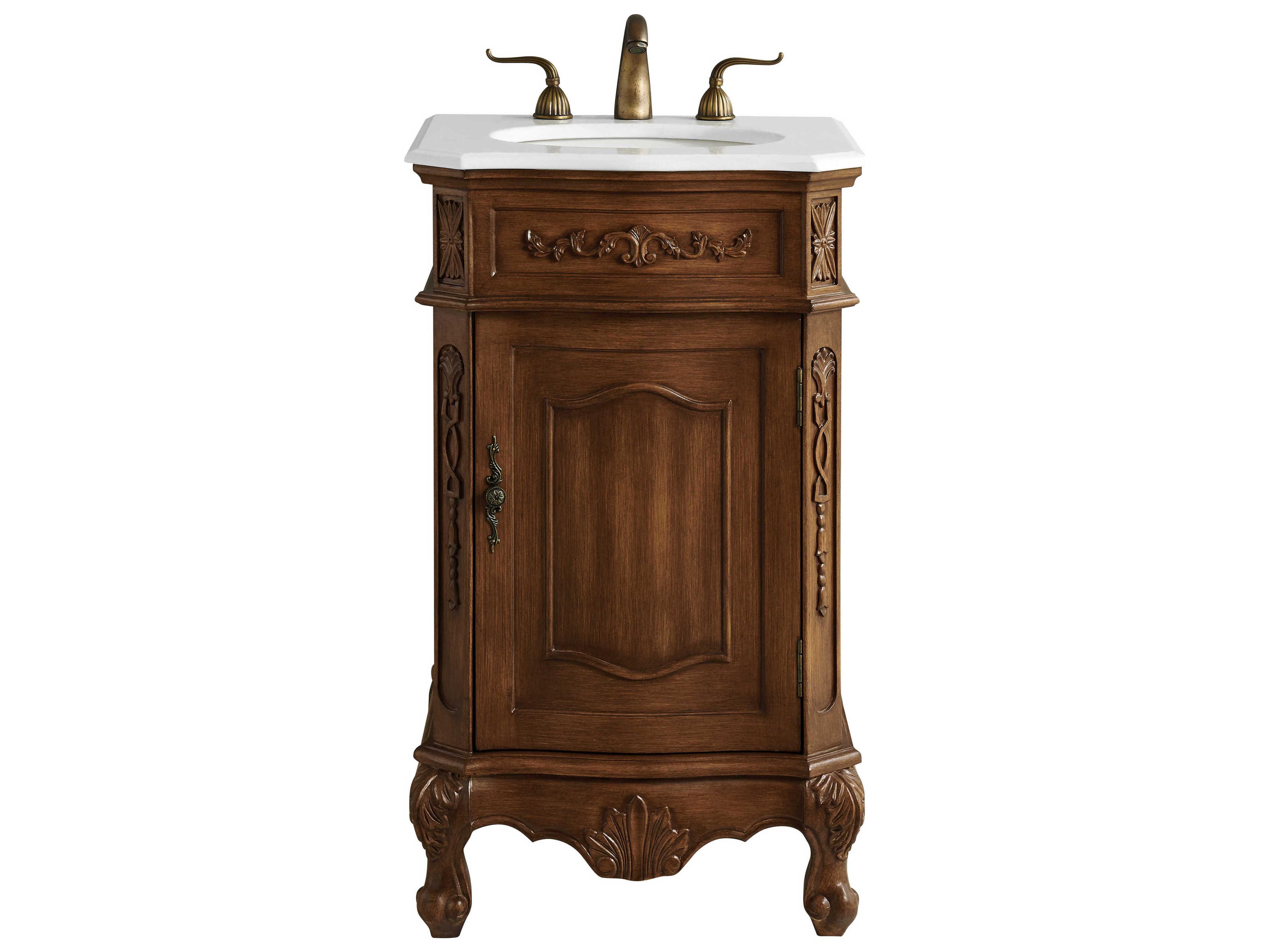 Elegant Lighting Danville Teak 21" Vanity with Ivory White Quartz Countertop