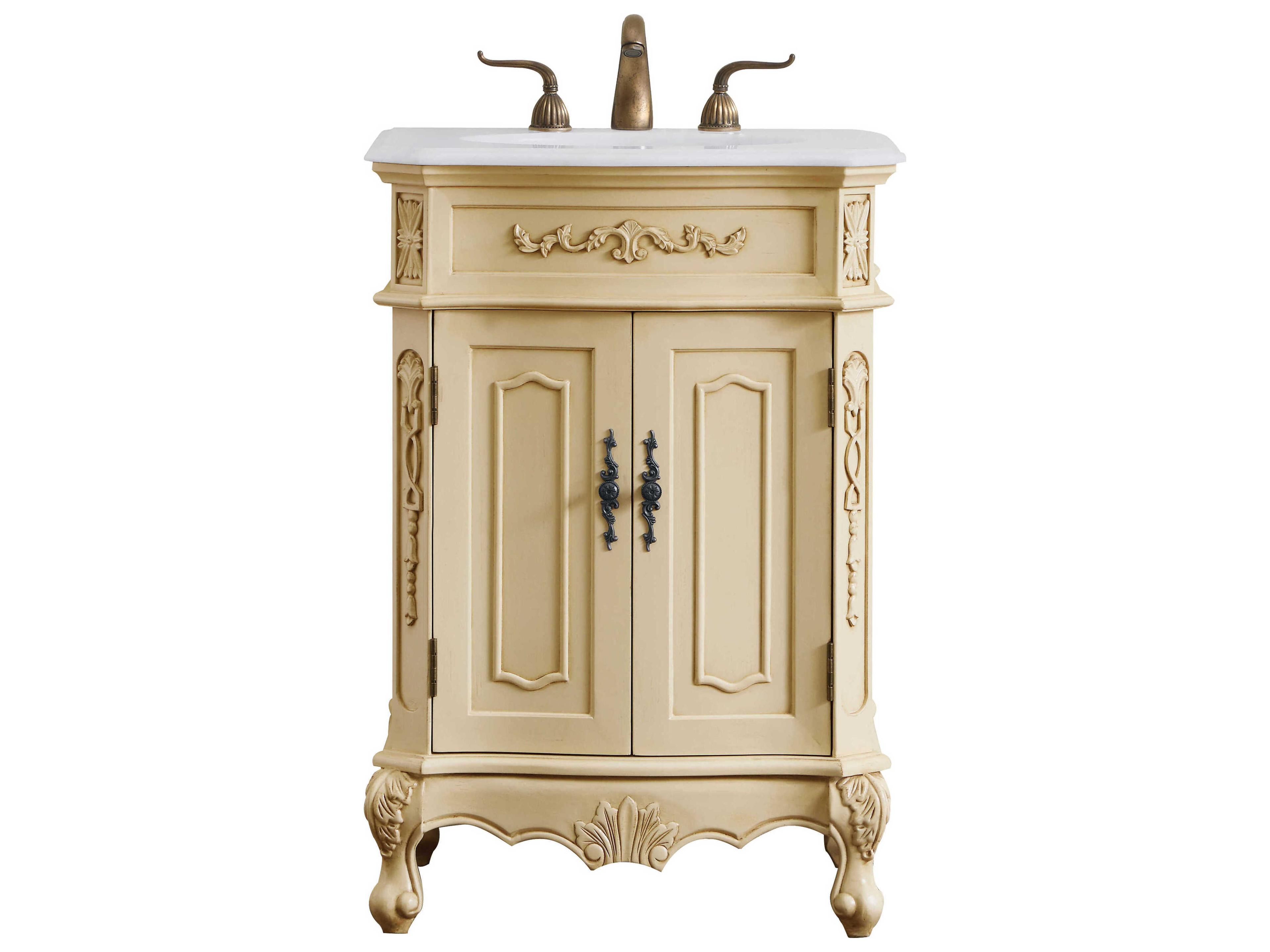 Elegant Lighting Danville Light Antique Beige 24" Vanity with Ivory White Quartz Countertop
