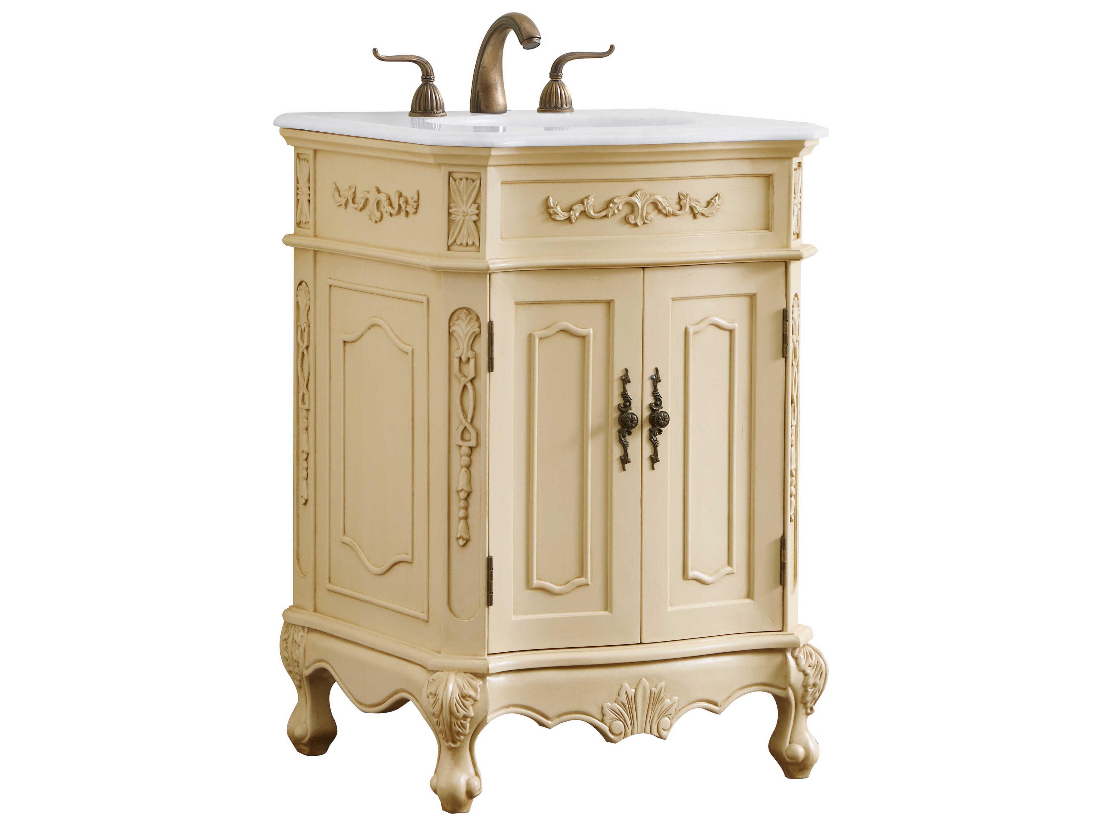 Elegant Lighting Danville Light Antique Beige 24" Vanity with Ivory White Quartz Countertop