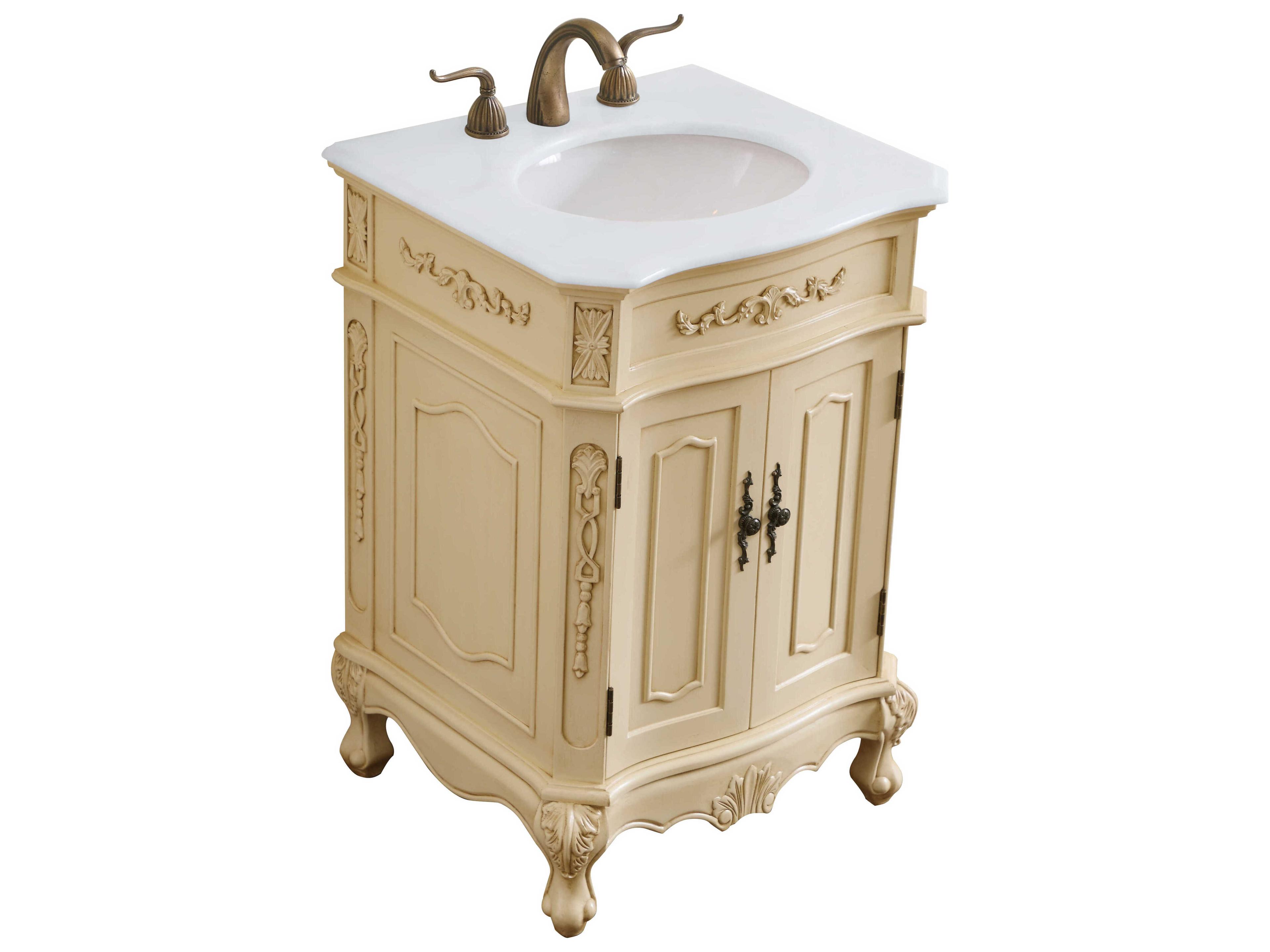Elegant Lighting Danville Light Antique Beige 24" Vanity with Ivory White Quartz Countertop