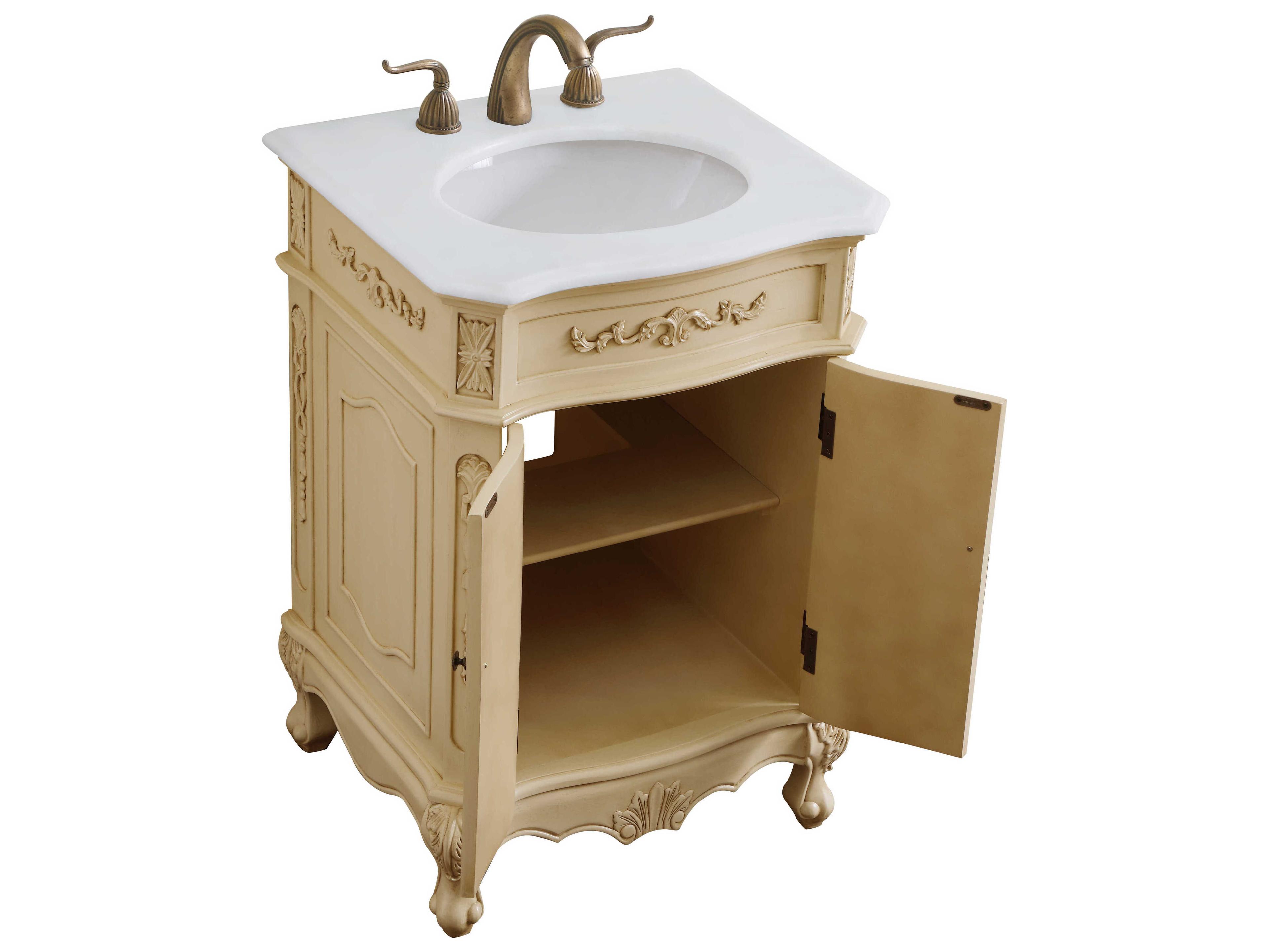 Elegant Lighting Danville Light Antique Beige 24" Vanity with Ivory White Quartz Countertop