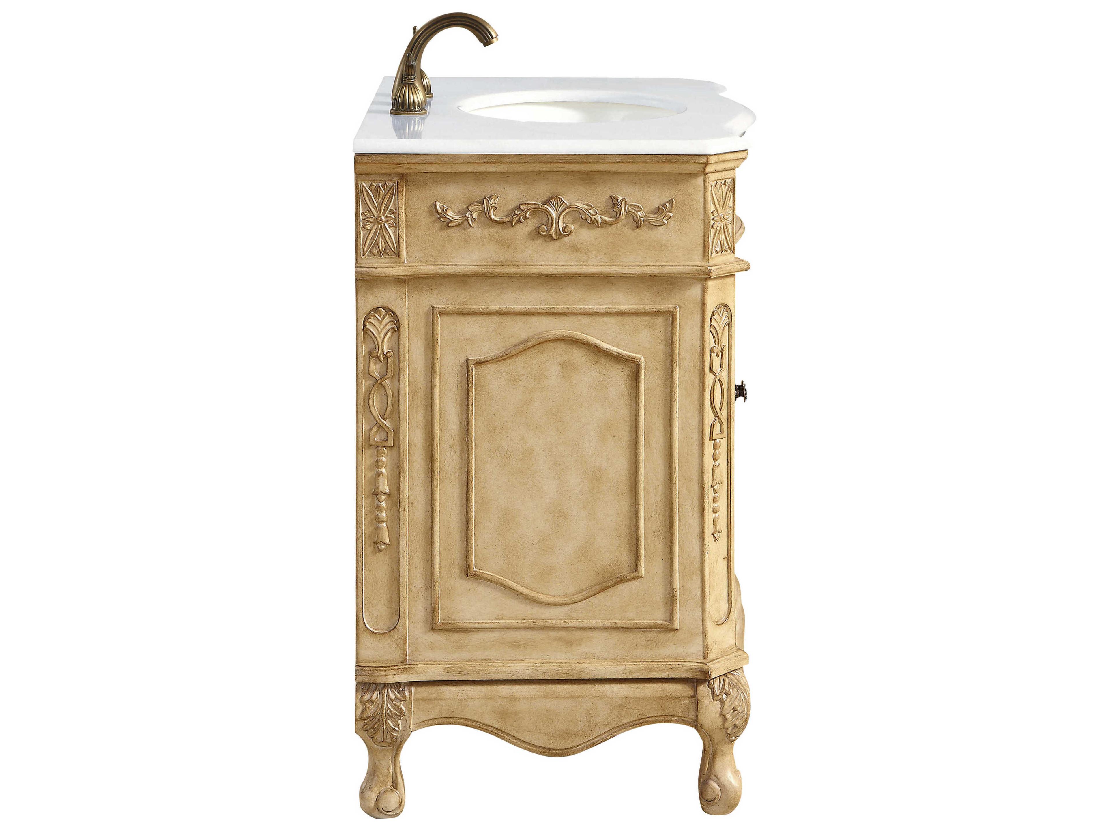 Elegant Lighting Danville Antique Beige 32" Vanity with Ivory White Quartz Countertop
