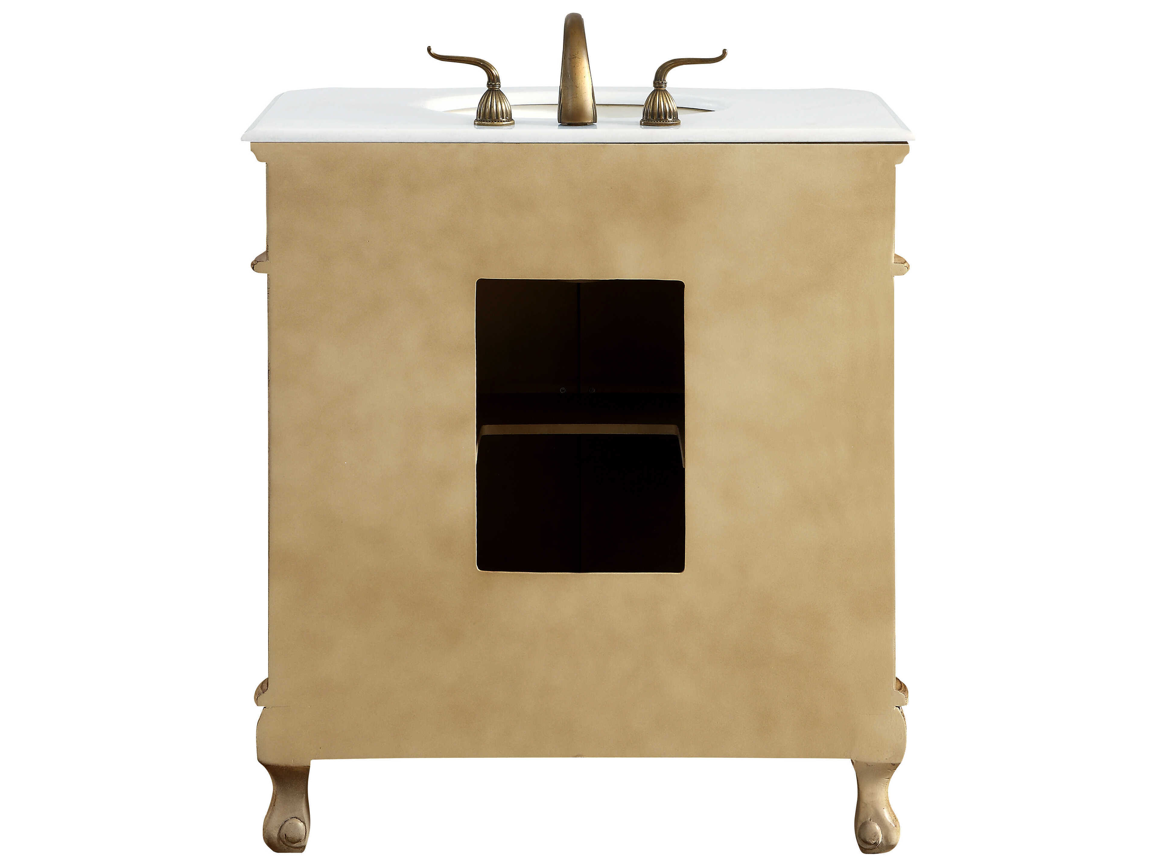 Elegant Lighting Danville Antique Beige 32" Vanity with Ivory White Quartz Countertop