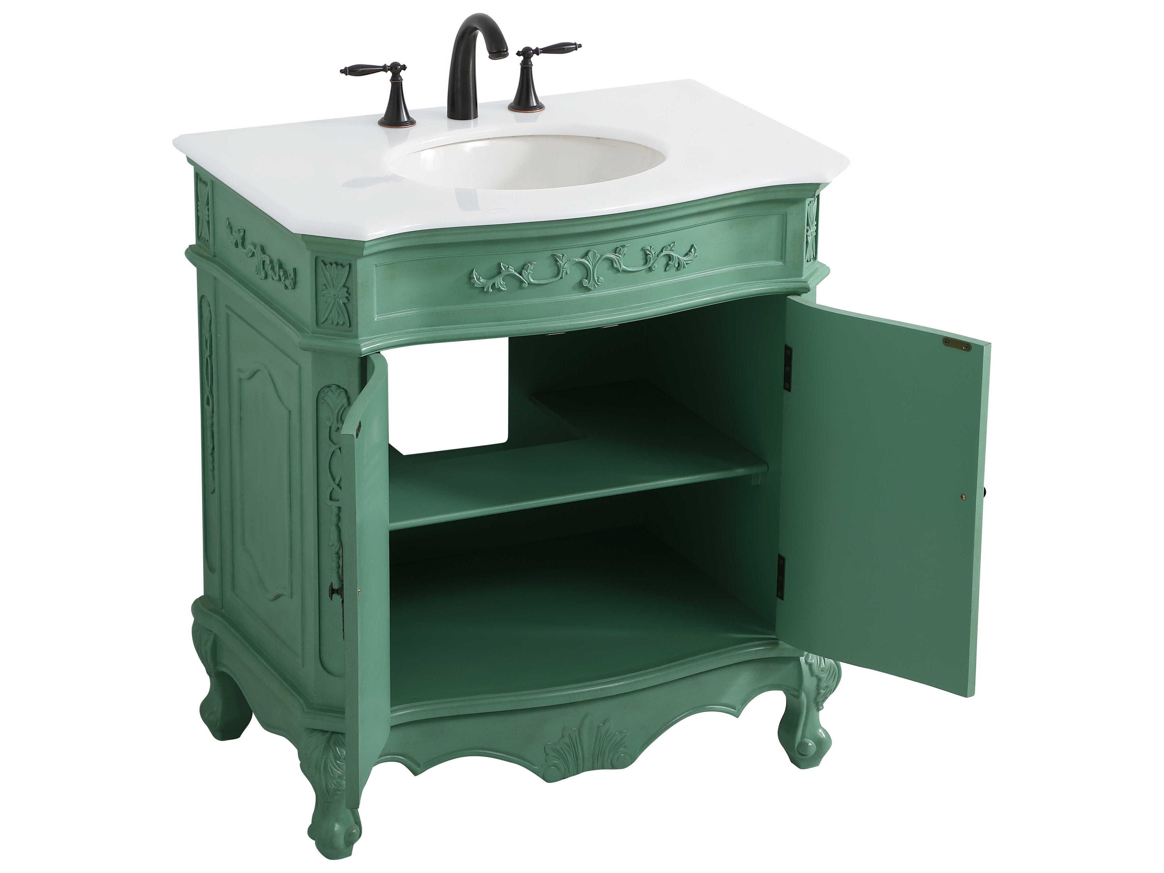 Elegant Lighting Danville Vintage Mint 32" Vanity with Ivory White Quartz Countertop