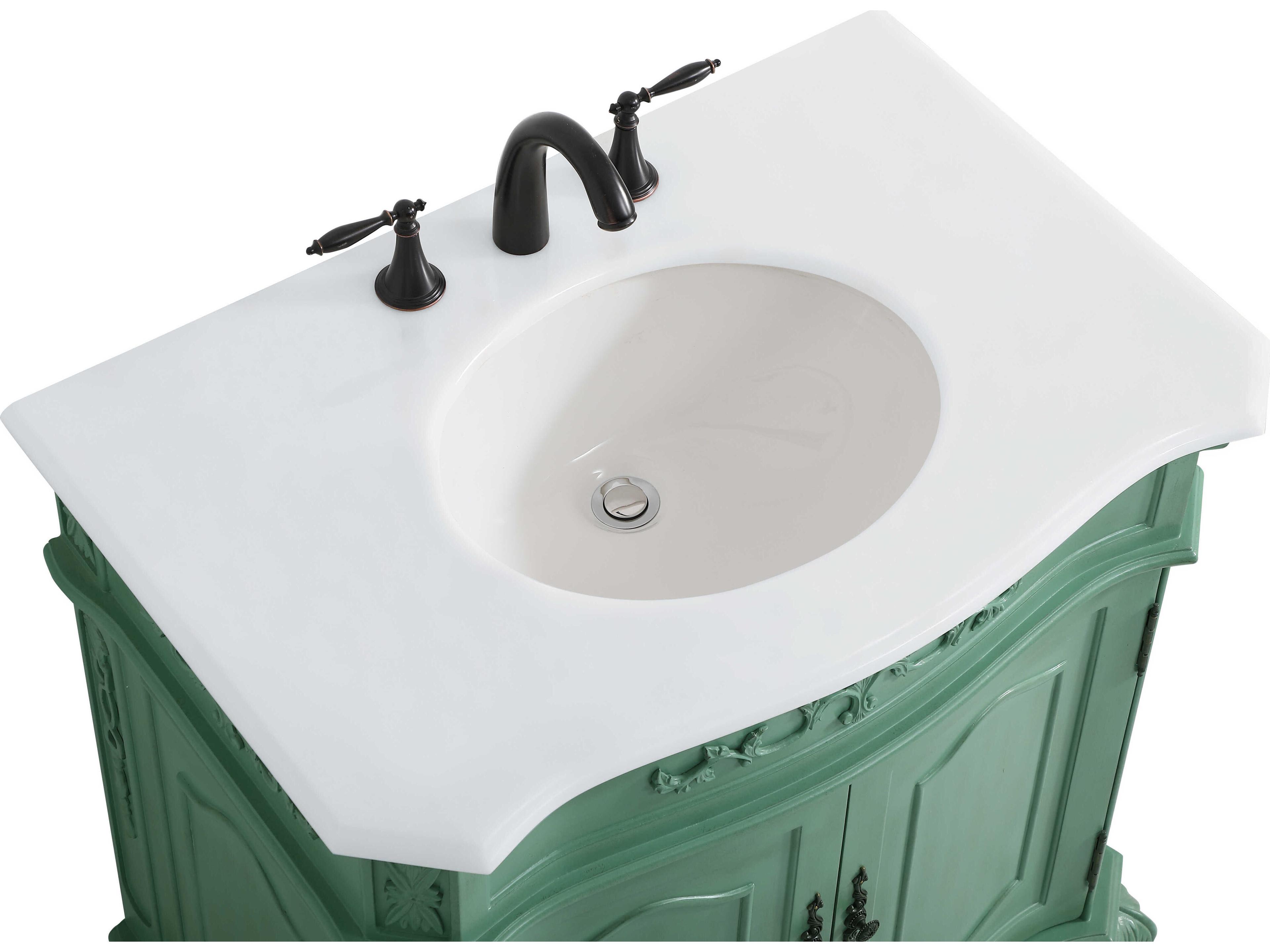 Elegant Lighting Danville Vintage Mint 32" Vanity with Ivory White Quartz Countertop