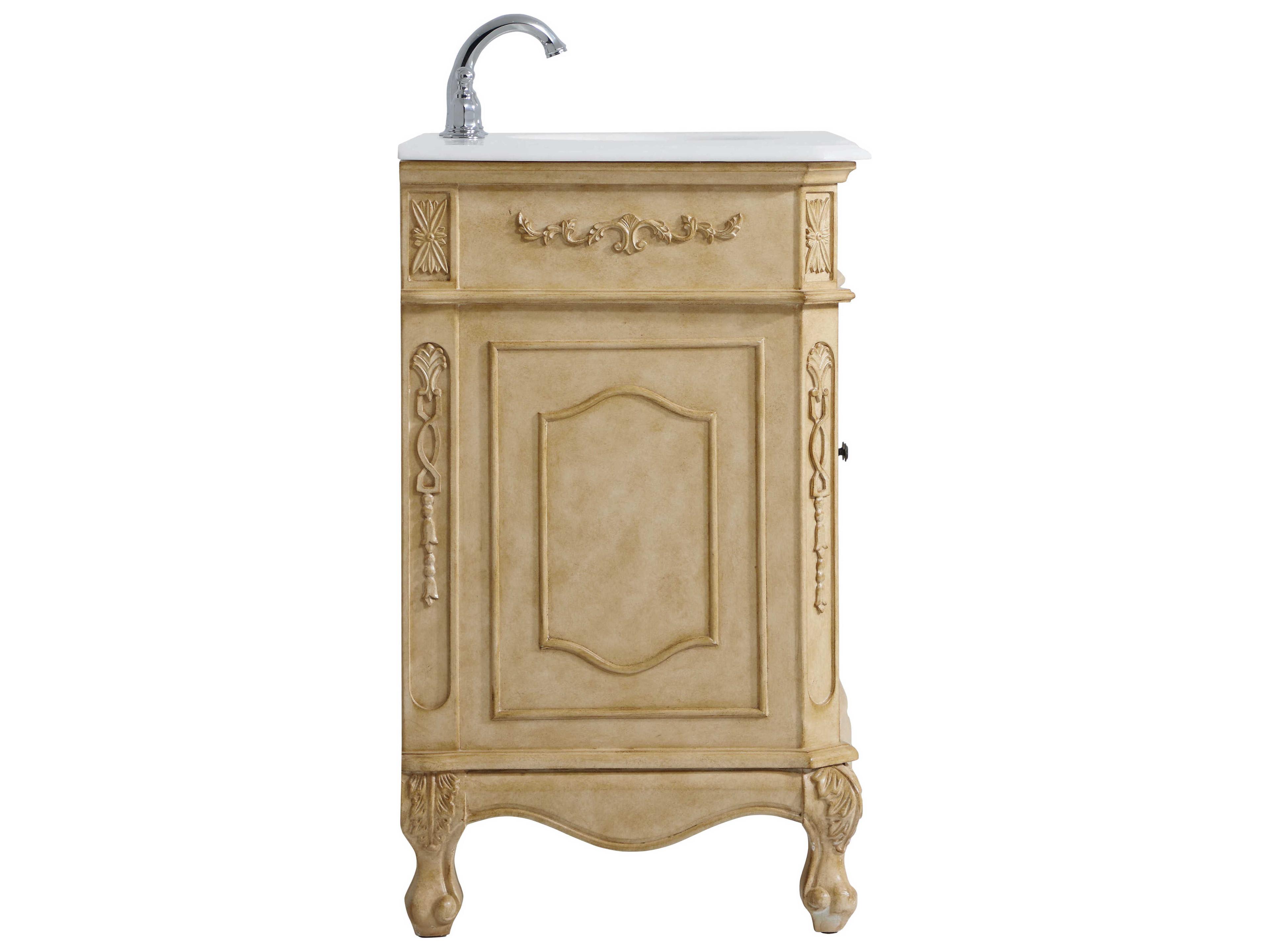 Elegant Lighting Danville Antique Beige 42" Vanity with Ivory White Quartz Countertop