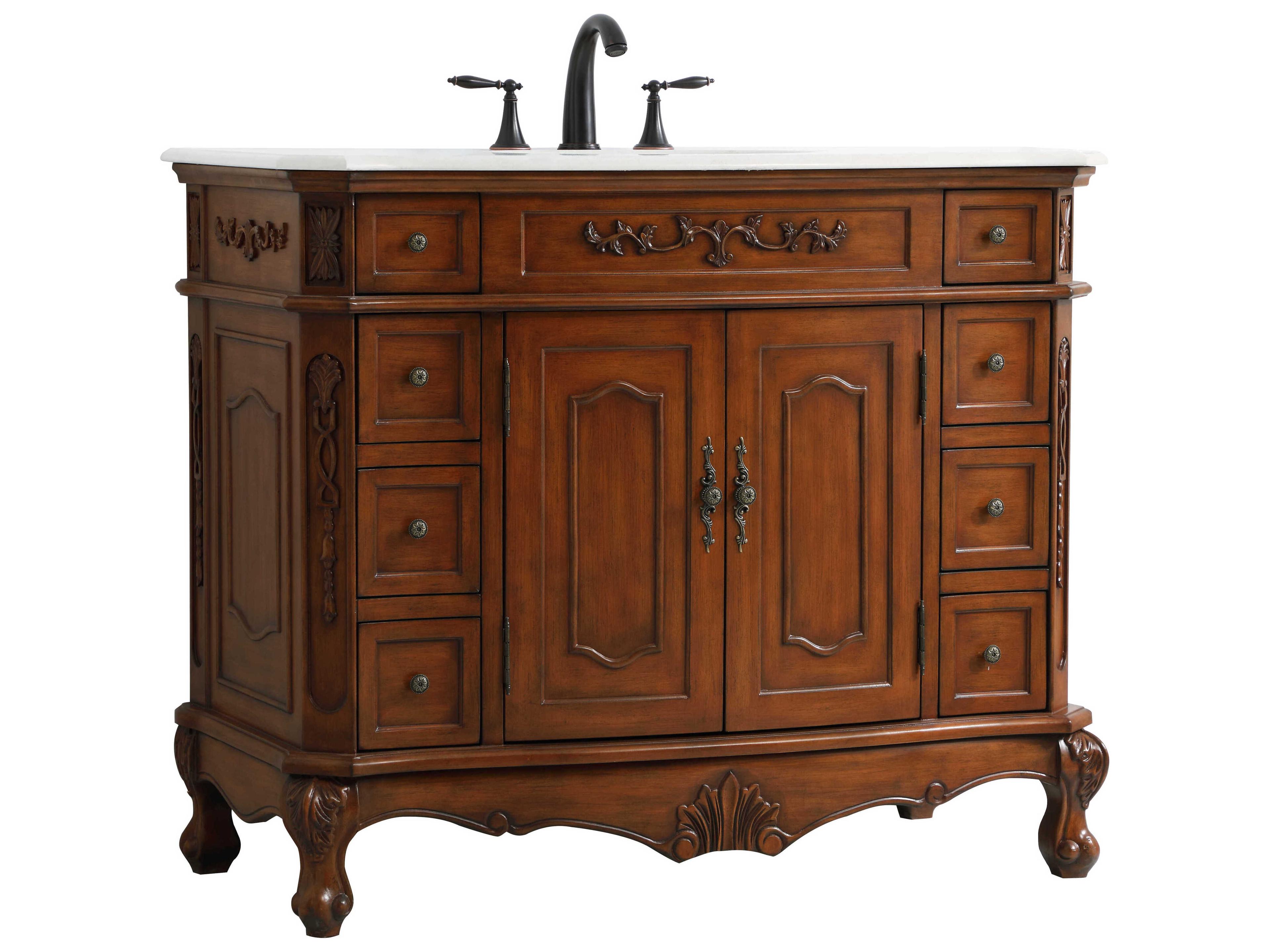 Elegant Lighting Danville Teak 42" Vanity with Ivory White Quartz Countertop