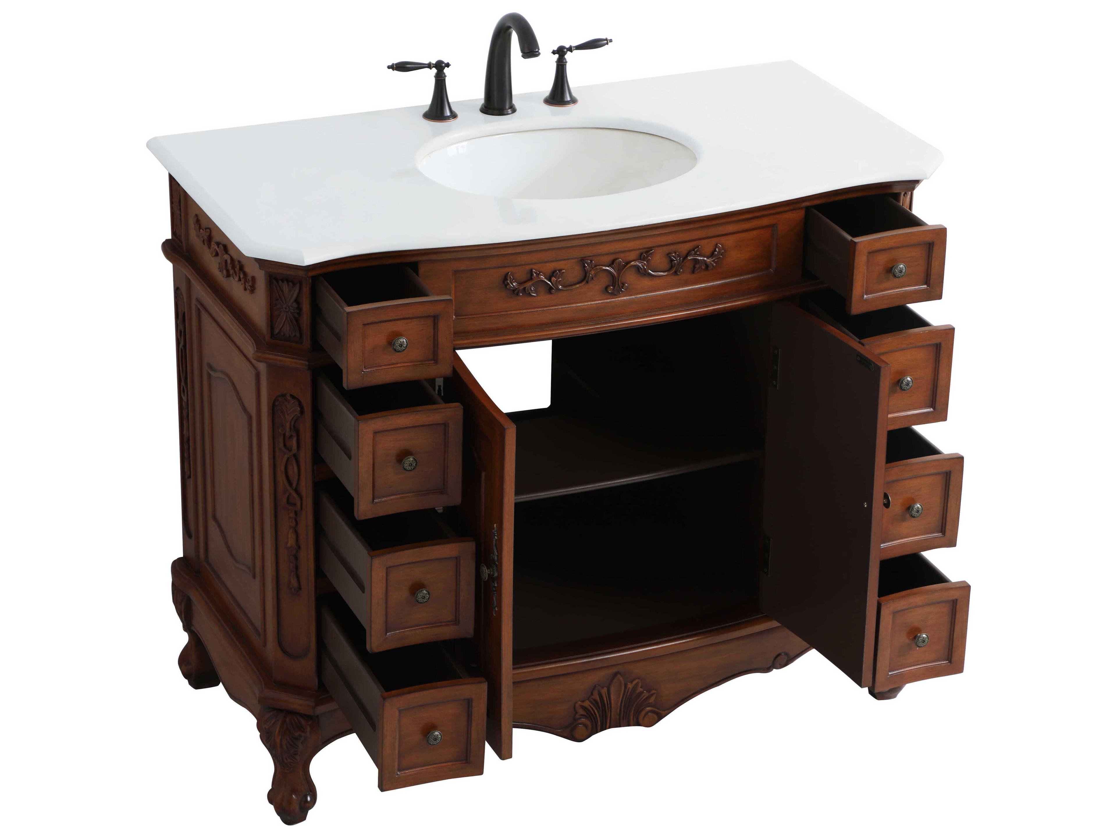 Elegant Lighting Danville Teak 42" Vanity with Ivory White Quartz Countertop