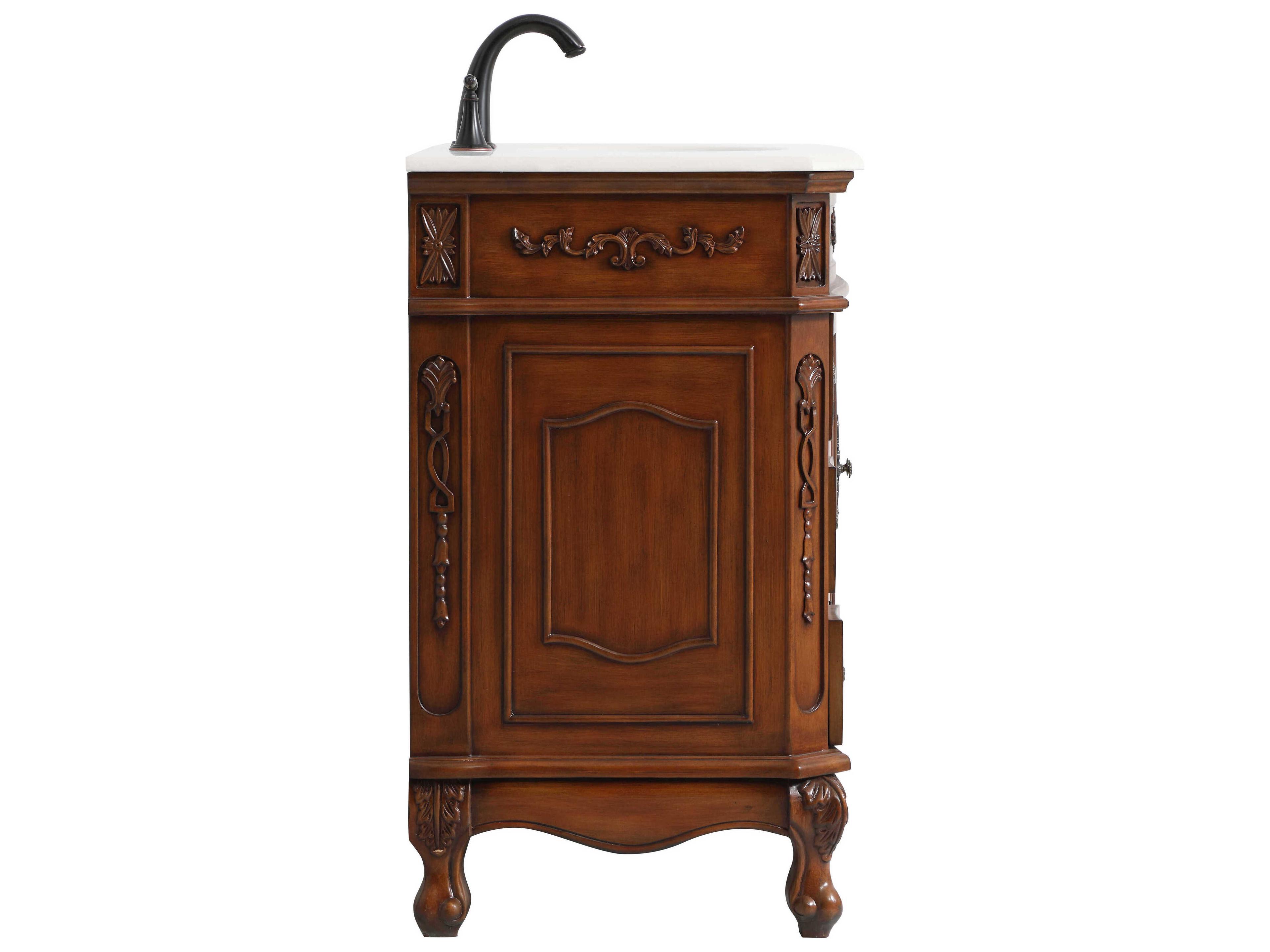 Elegant Lighting Danville Teak 42" Vanity with Ivory White Quartz Countertop