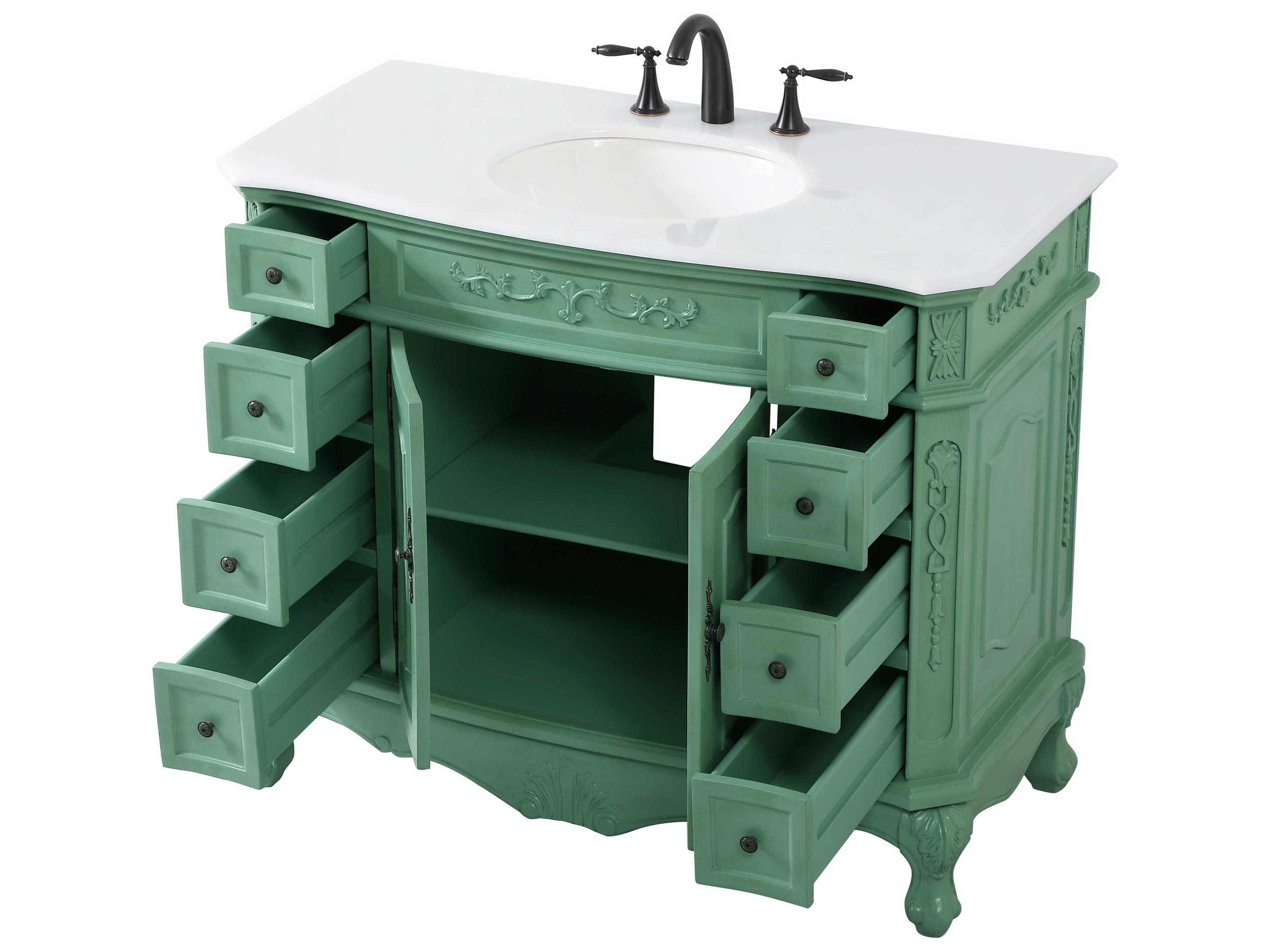 Elegant Lighting Danville Vintage Mint 42" Vanity with Ivory White Quartz Countertop