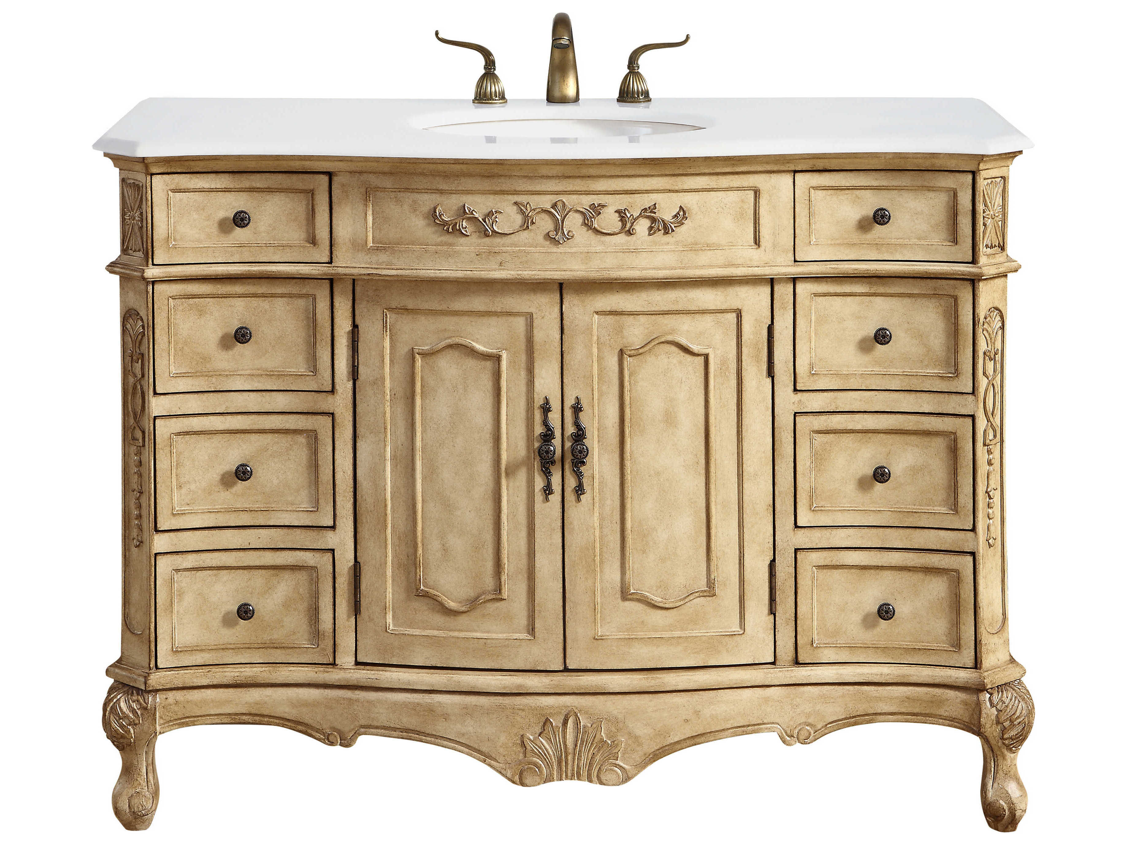 Elegant Lighting Danville Antique Beige 48" Vanity with Ivory White Quartz Countertop