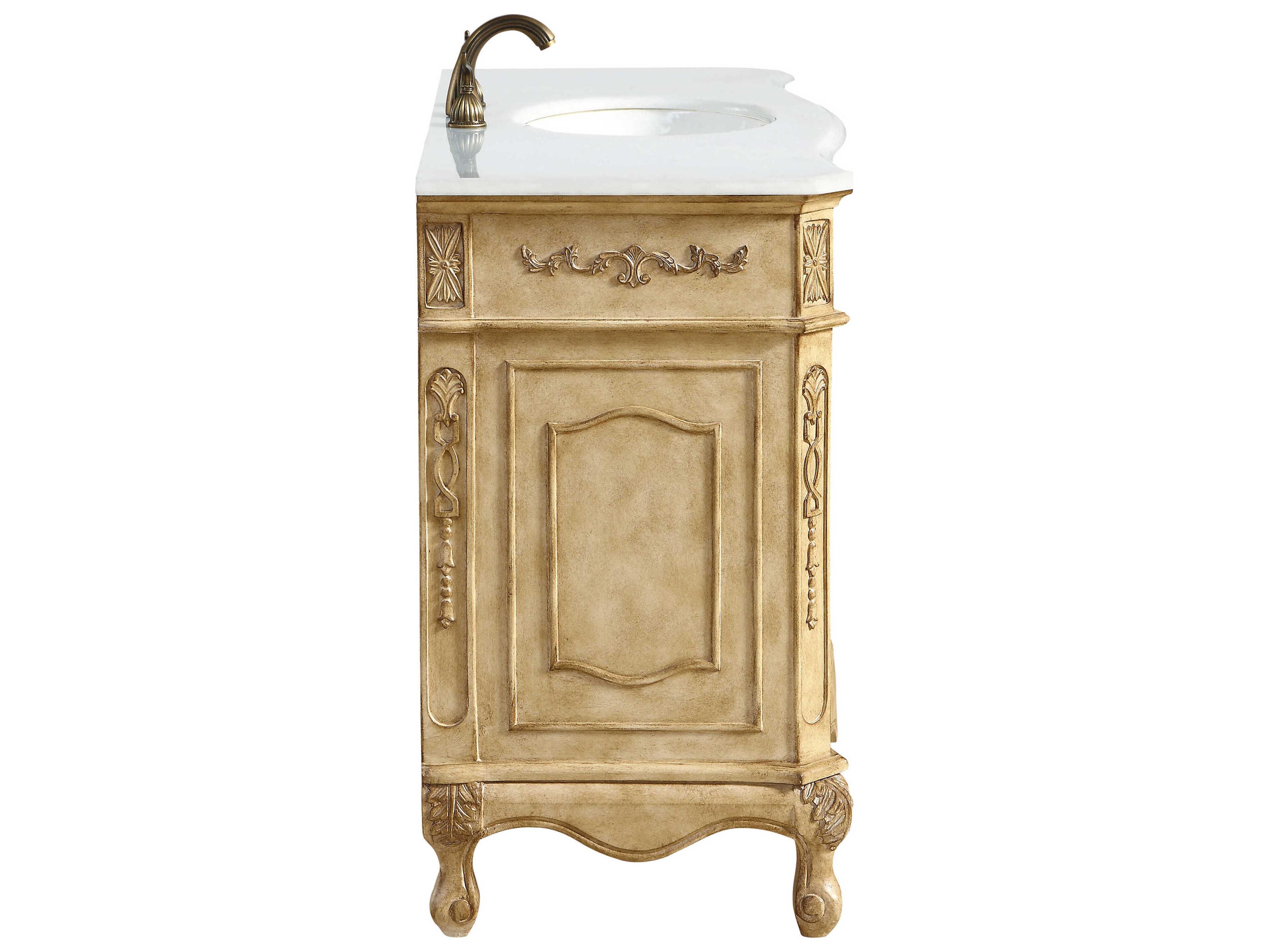 Elegant Lighting Danville Antique Beige 48" Vanity with Ivory White Quartz Countertop