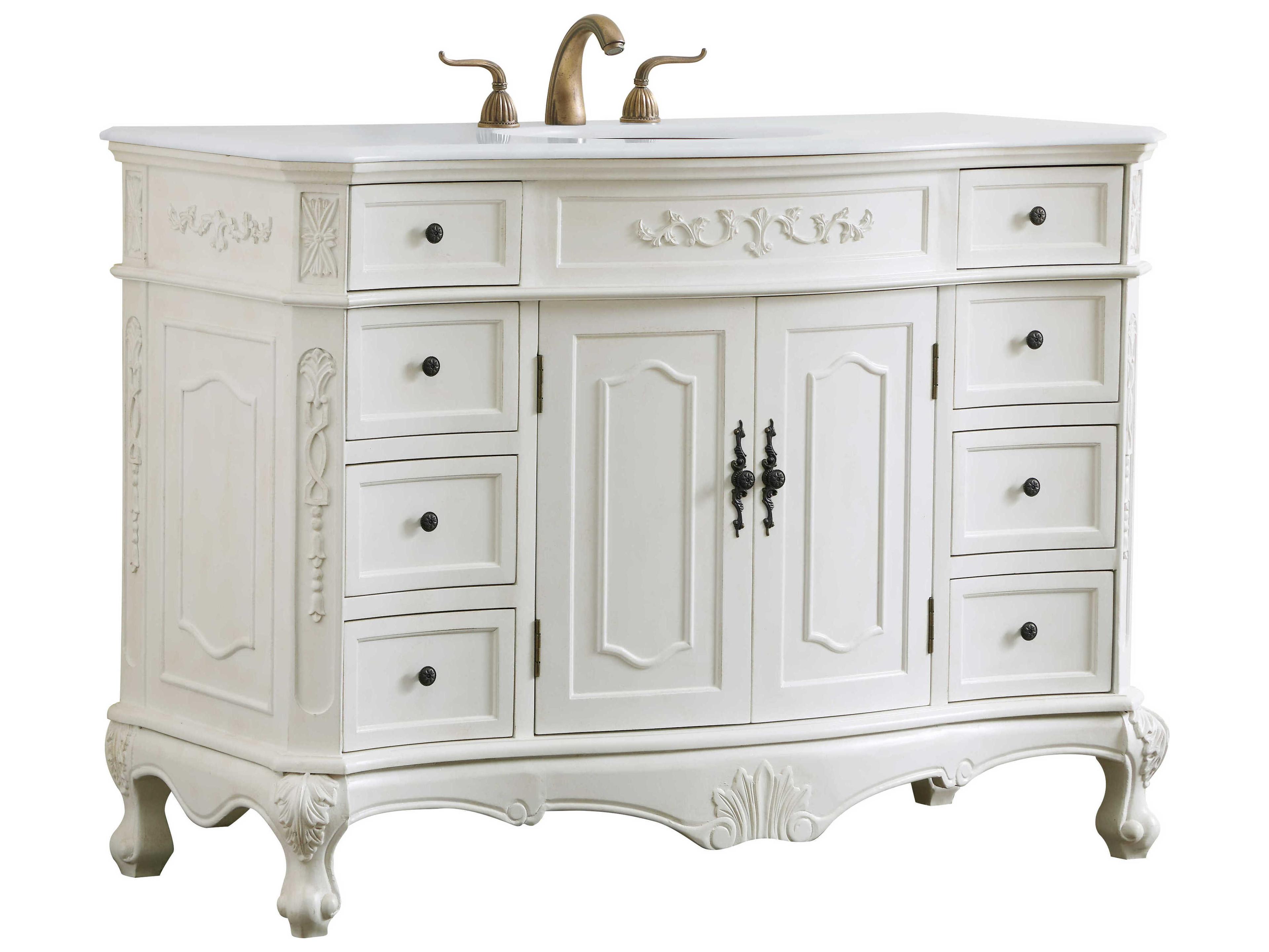Elegant Lighting Danville Antique White 48" Vanity with Ivory White Quartz Countertop