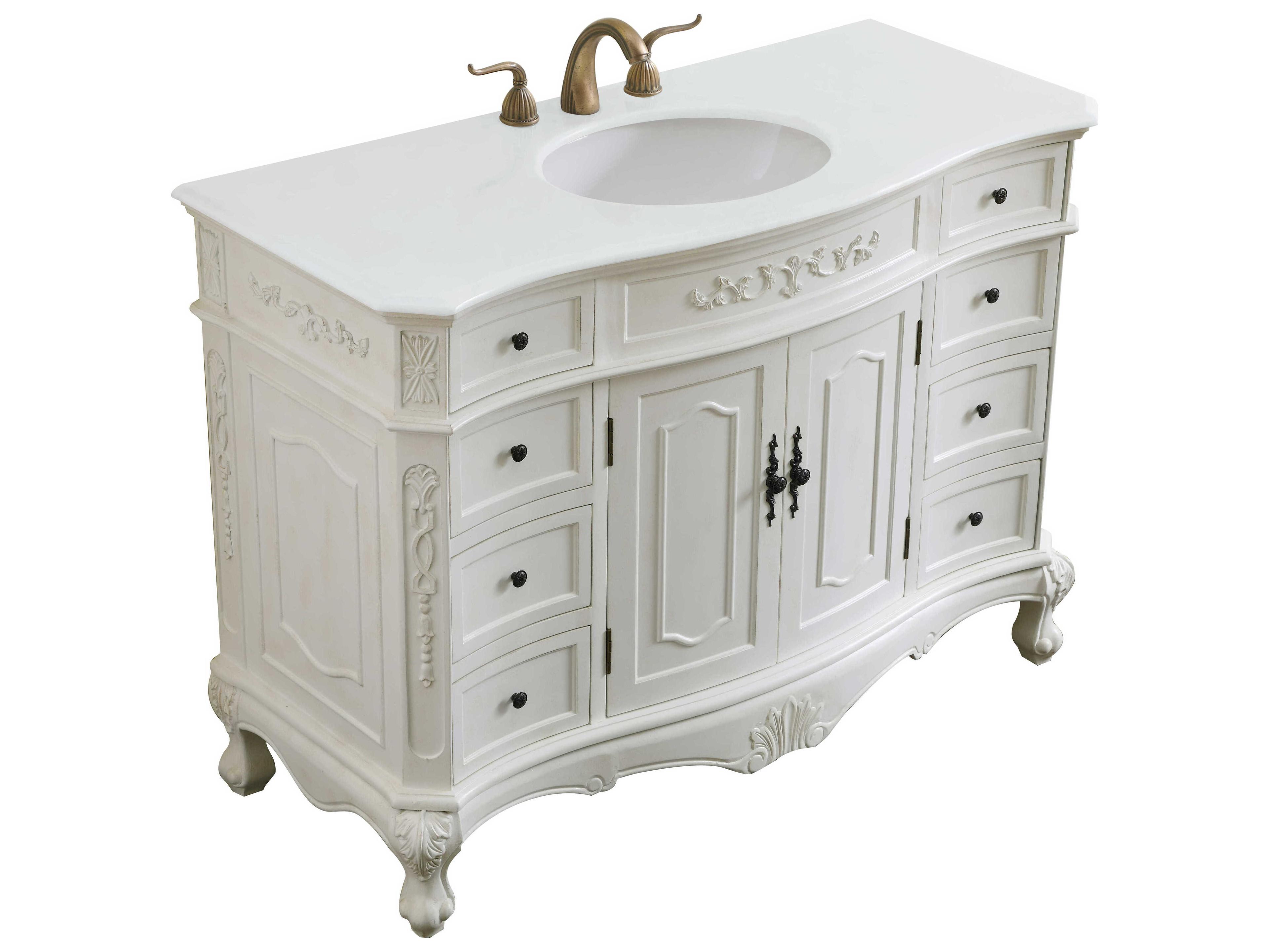 Elegant Lighting Danville Antique White 48" Vanity with Ivory White Quartz Countertop