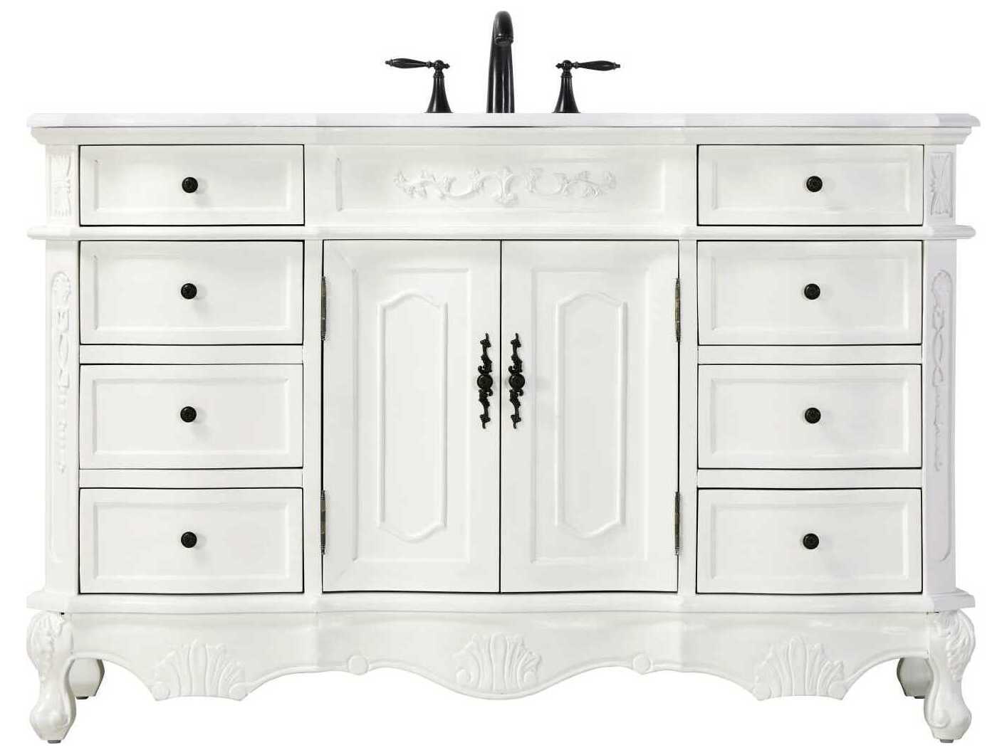 Elegant Lighting Danville 54" Antique White Vanity