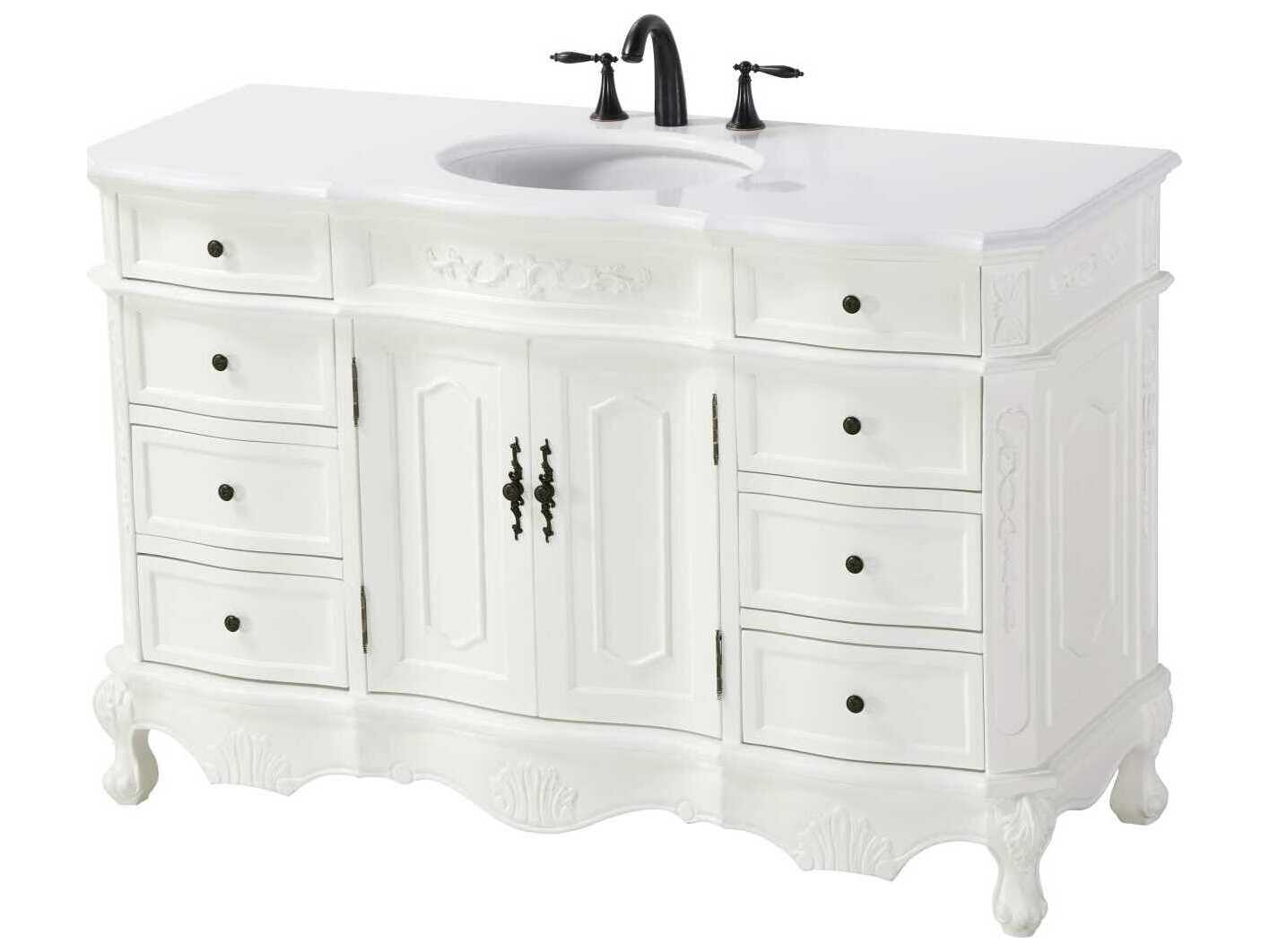 Elegant Lighting Danville 54" Antique White Vanity