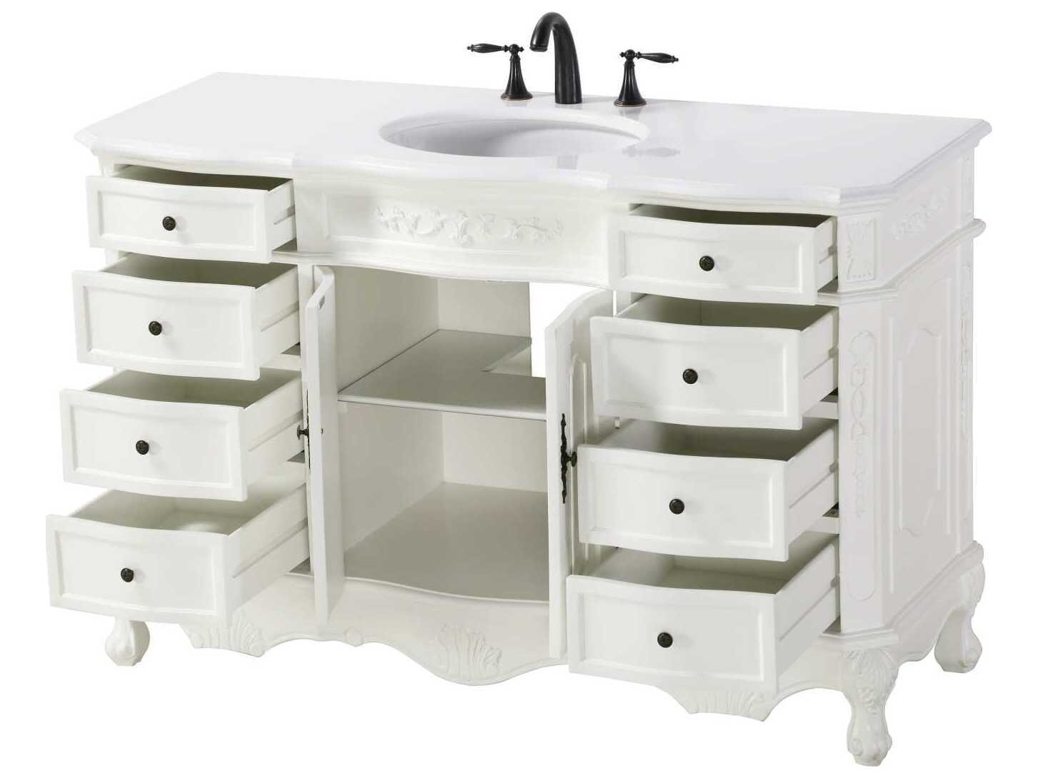 Elegant Lighting Danville 54" Antique White Vanity