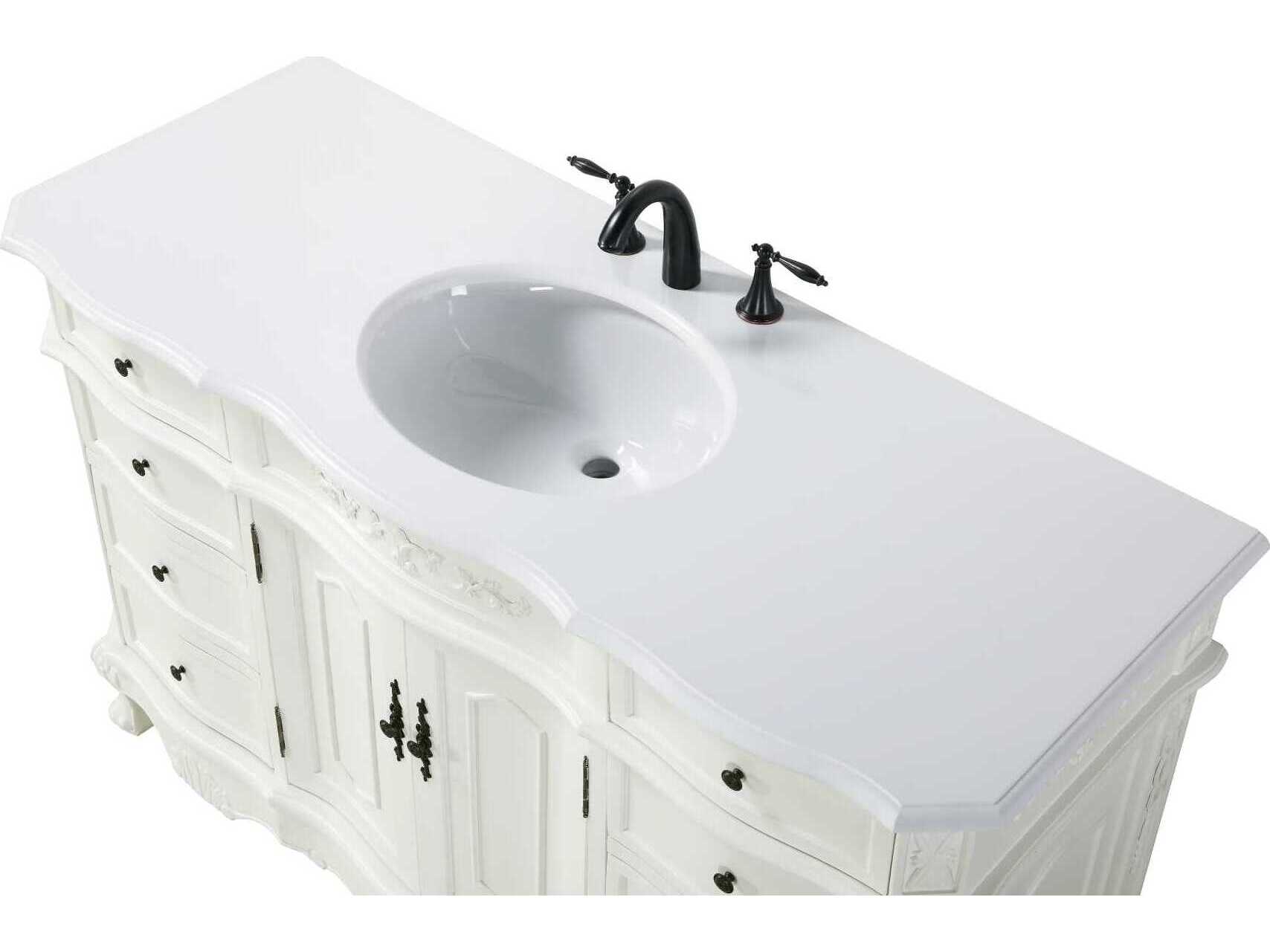 Elegant Lighting Danville 54" Antique White Vanity