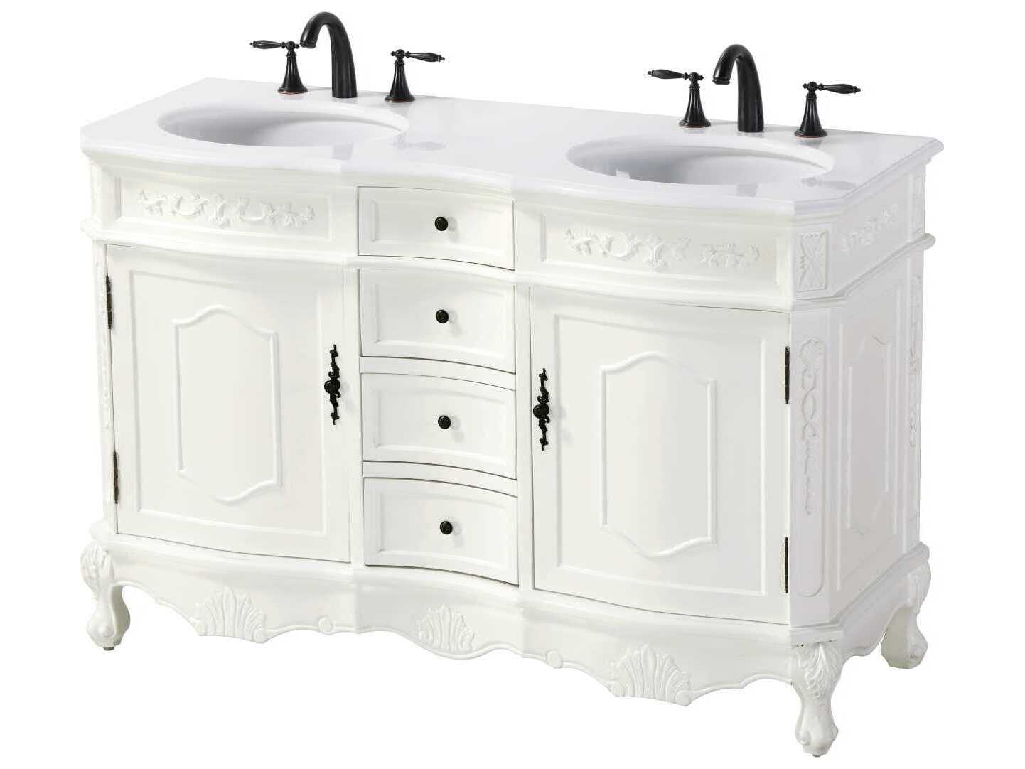Elegant Lighting Danville 54" Antique White Vanity