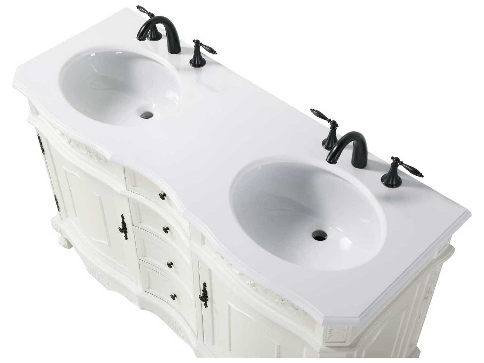 Elegant Lighting Danville 54" Antique White Vanity