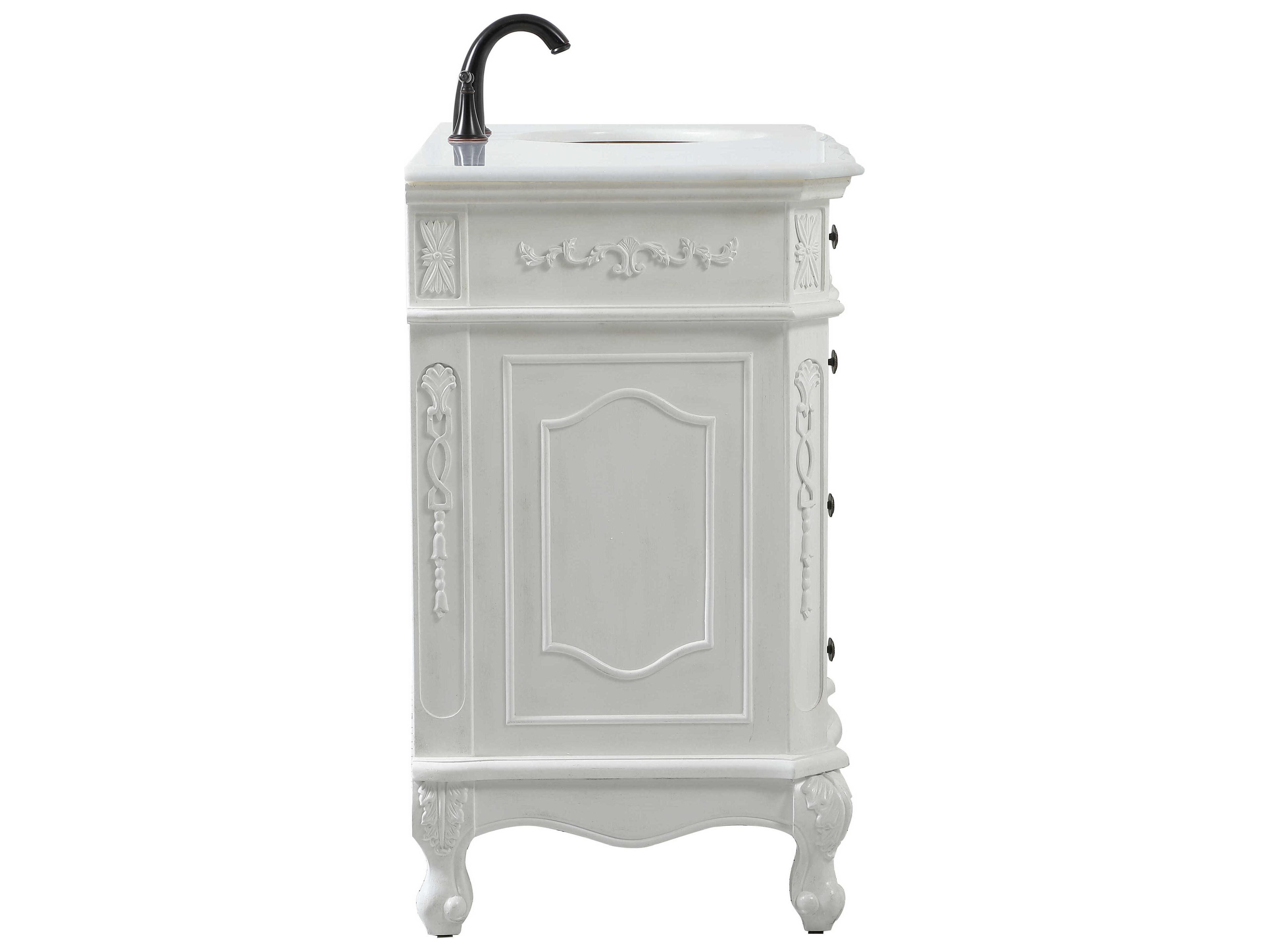 Elegant Lighting Danville Antique White 60" Vanity with Ivory White Quartz Countertop