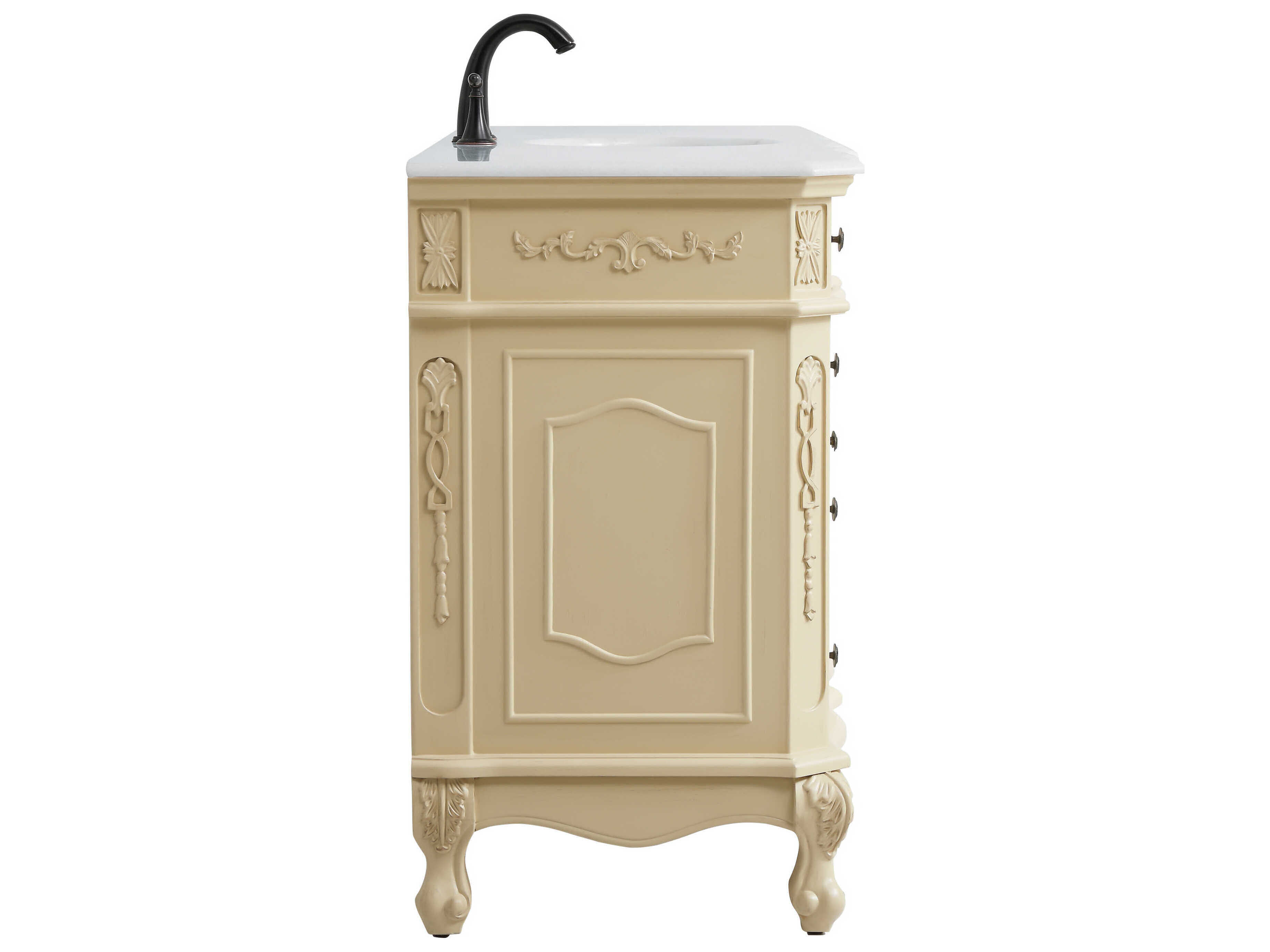 Elegant Lighting Danville Light Antique Beige 60" Vanity with Ivory White Quartz Countertop