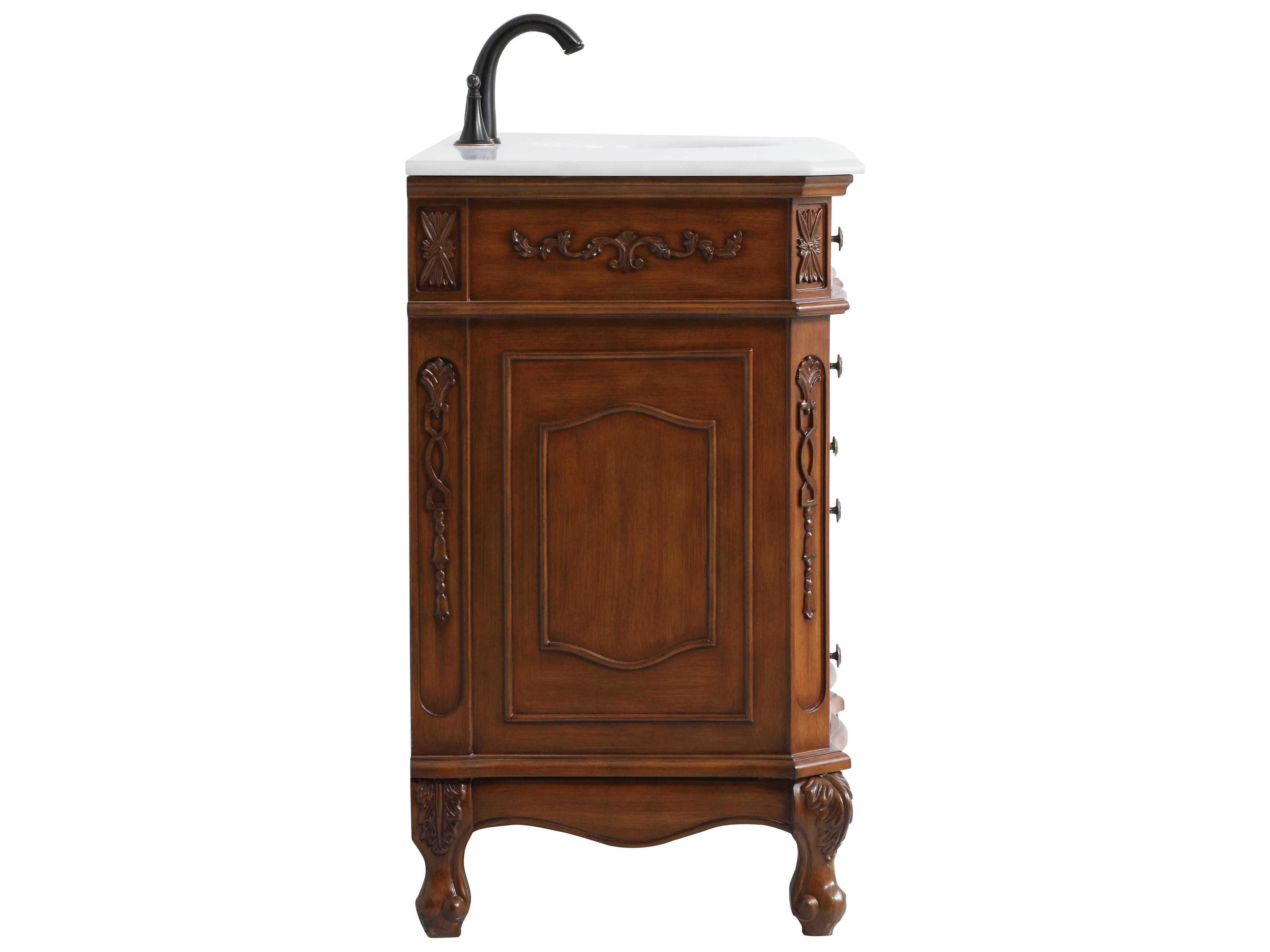 Elegant Lighting Danville Teak 60" Vanity with Ivory White Quartz Countertop